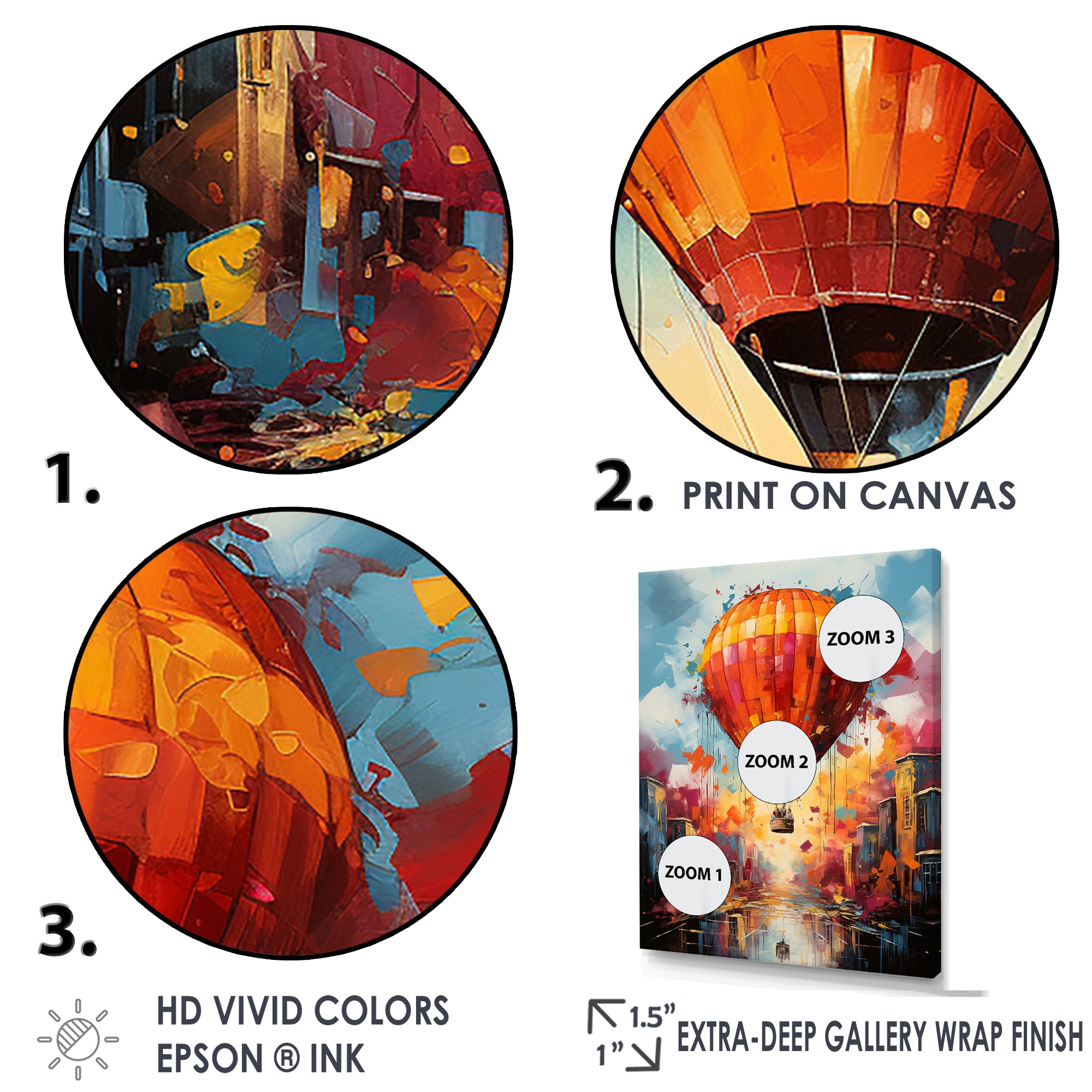 Street Art Hot Air Balloon Bliss - Hot Air Balloon Canvas Wall Art