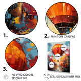 Street Art Hot Air Balloon Bliss - Hot Air Balloon Canvas Wall Art