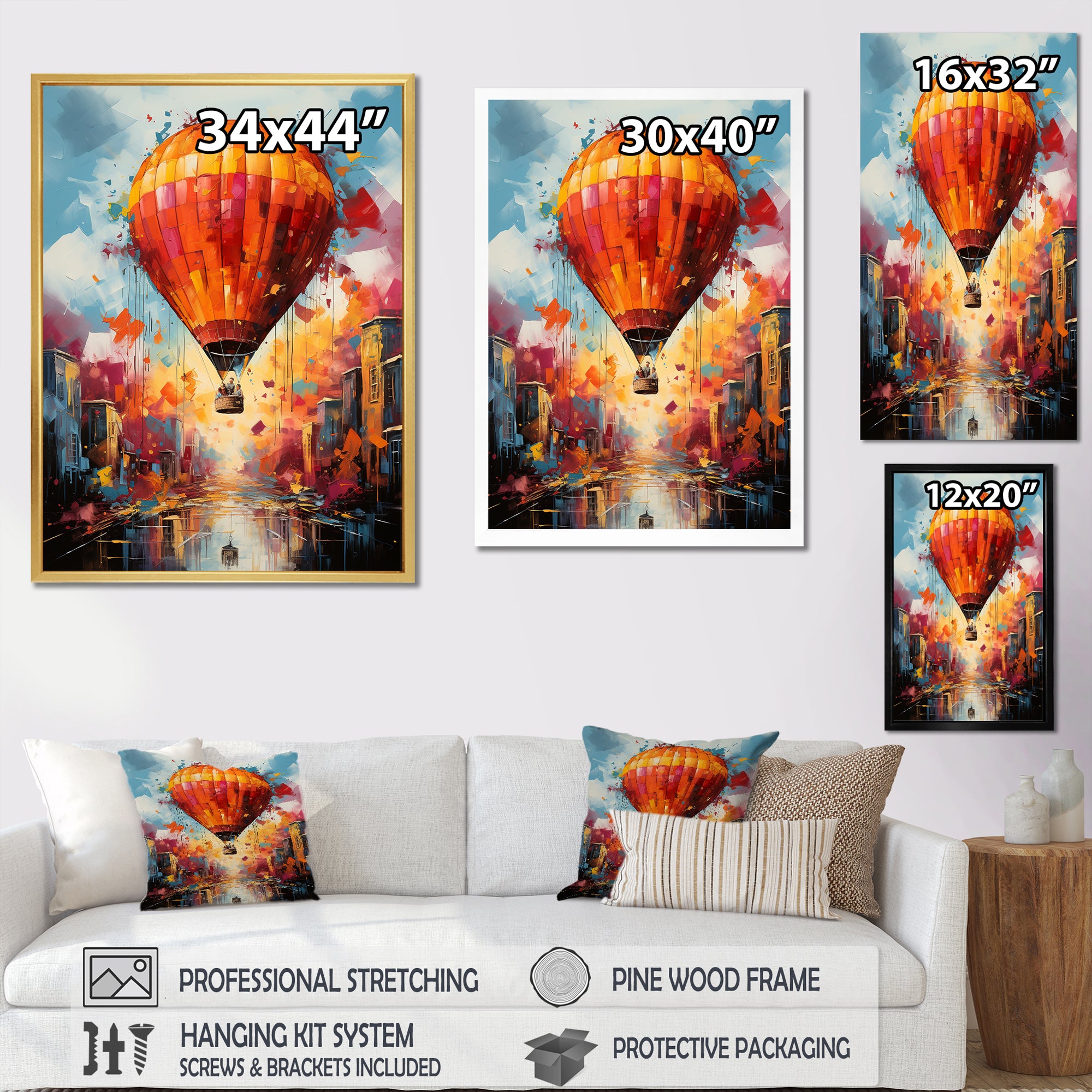 Street Art Hot Air Balloon Bliss - Hot Air Balloon Canvas Wall Art