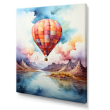 Watercolor Hot Air Balloon Mountain Wonders - Hot Air Balloon Canvas Wall Art