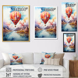 Watercolor Hot Air Balloon Mountain Wonders - Hot Air Balloon Canvas Wall Art