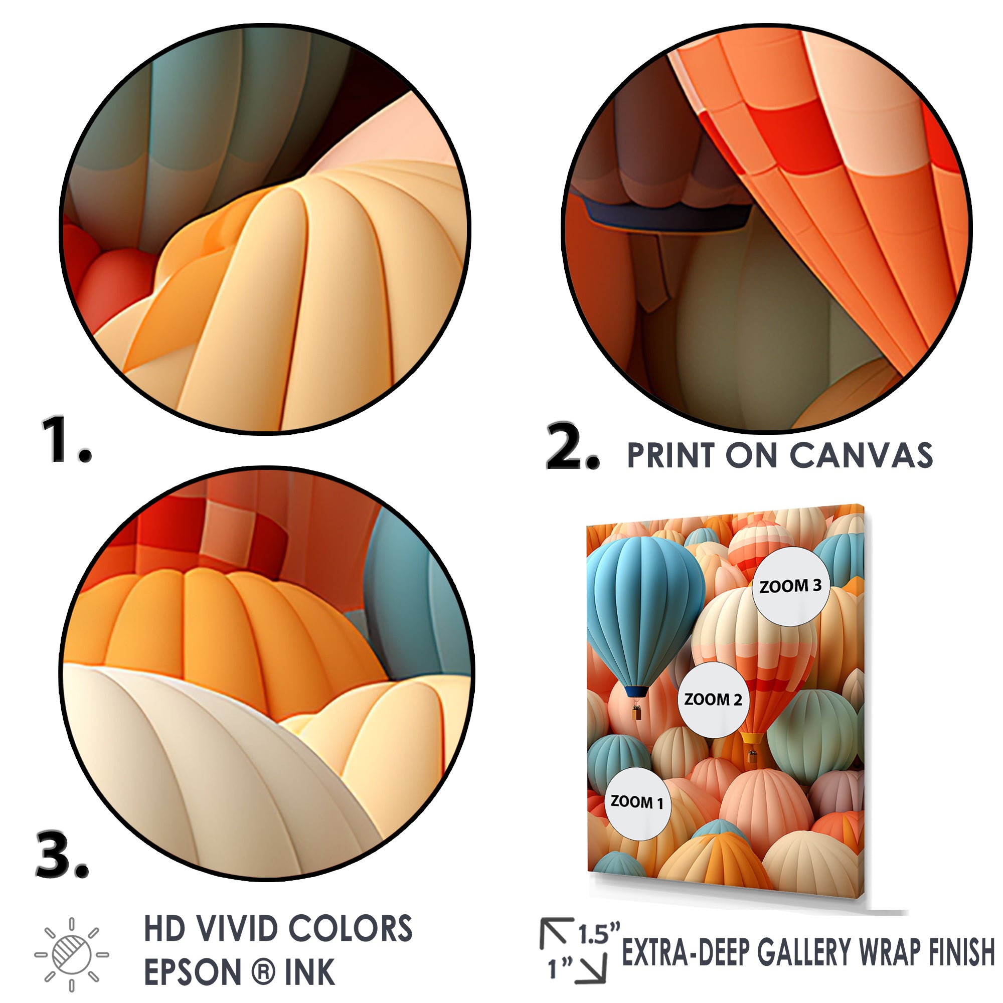 Abstract Colorful Balloon Harmony - Hot Air Balloon Canvas Wall Art