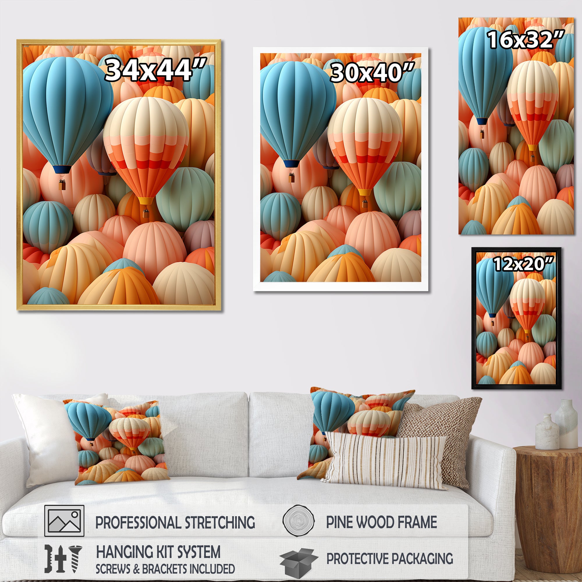 Abstract Colorful Balloon Harmony - Hot Air Balloon Canvas Wall Art