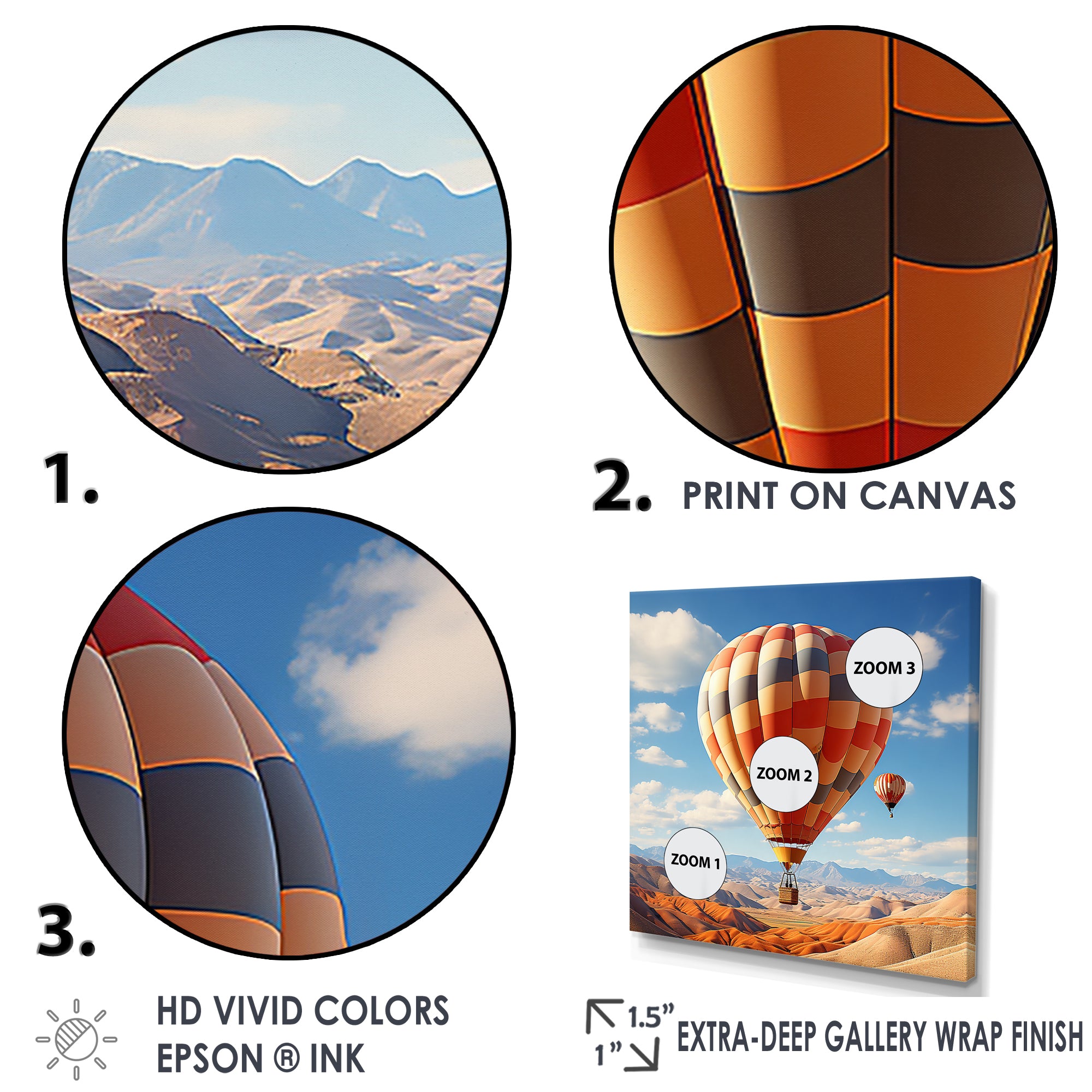 Abstract Colorful Balloon Soaring - Hot Air Balloon Canvas Wall Art