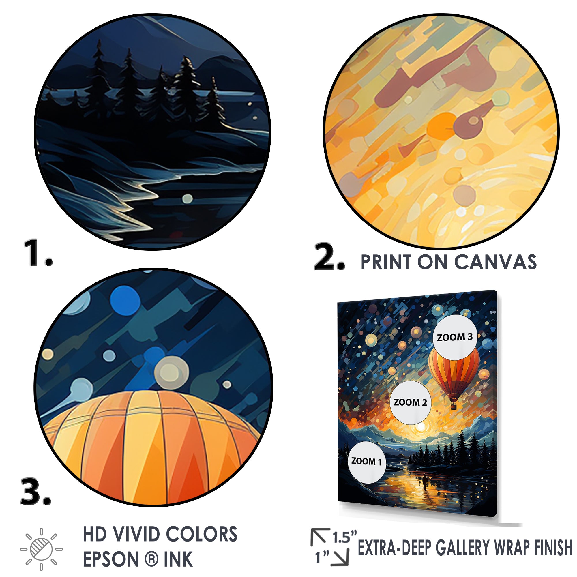 Hot Air Balloon Heavenly Bliss - Hot Air Balloon Canvas Wall Art