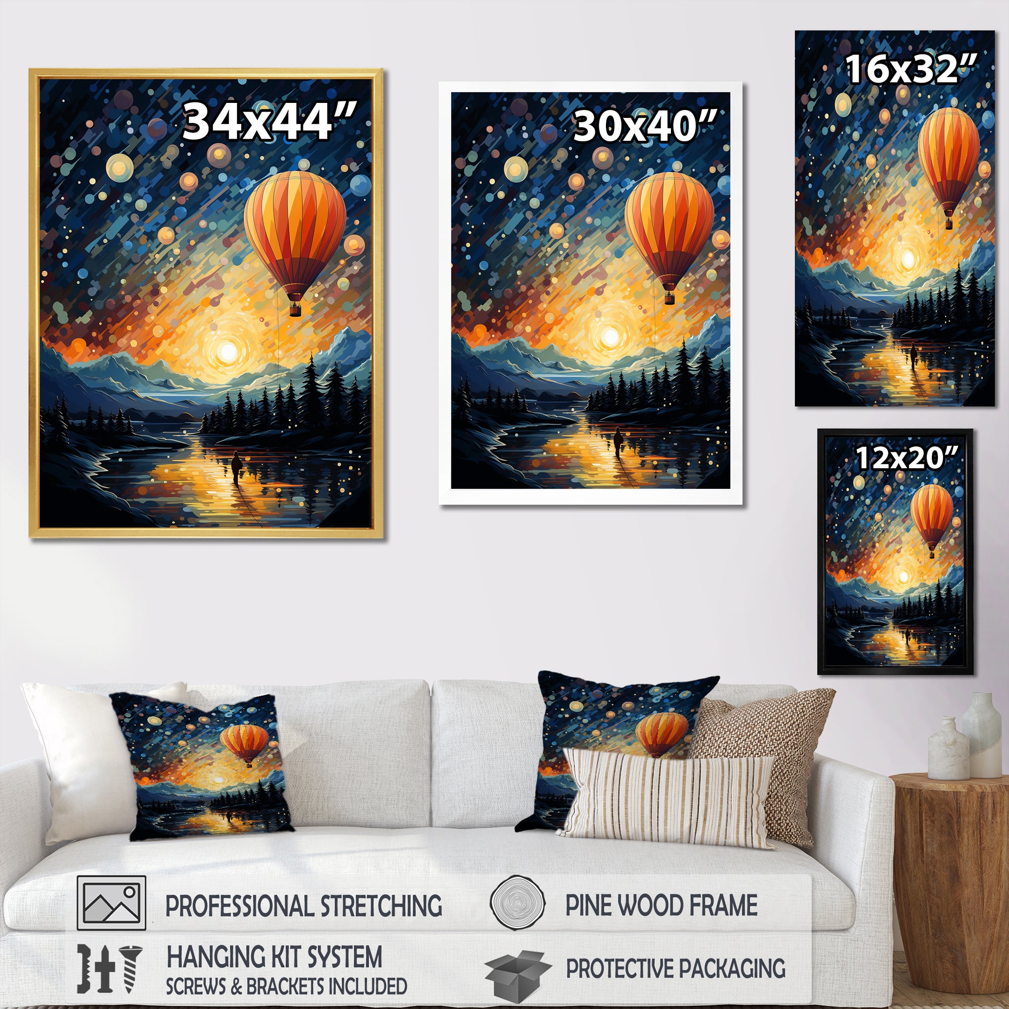 Hot Air Balloon Heavenly Bliss - Hot Air Balloon Canvas Wall Art