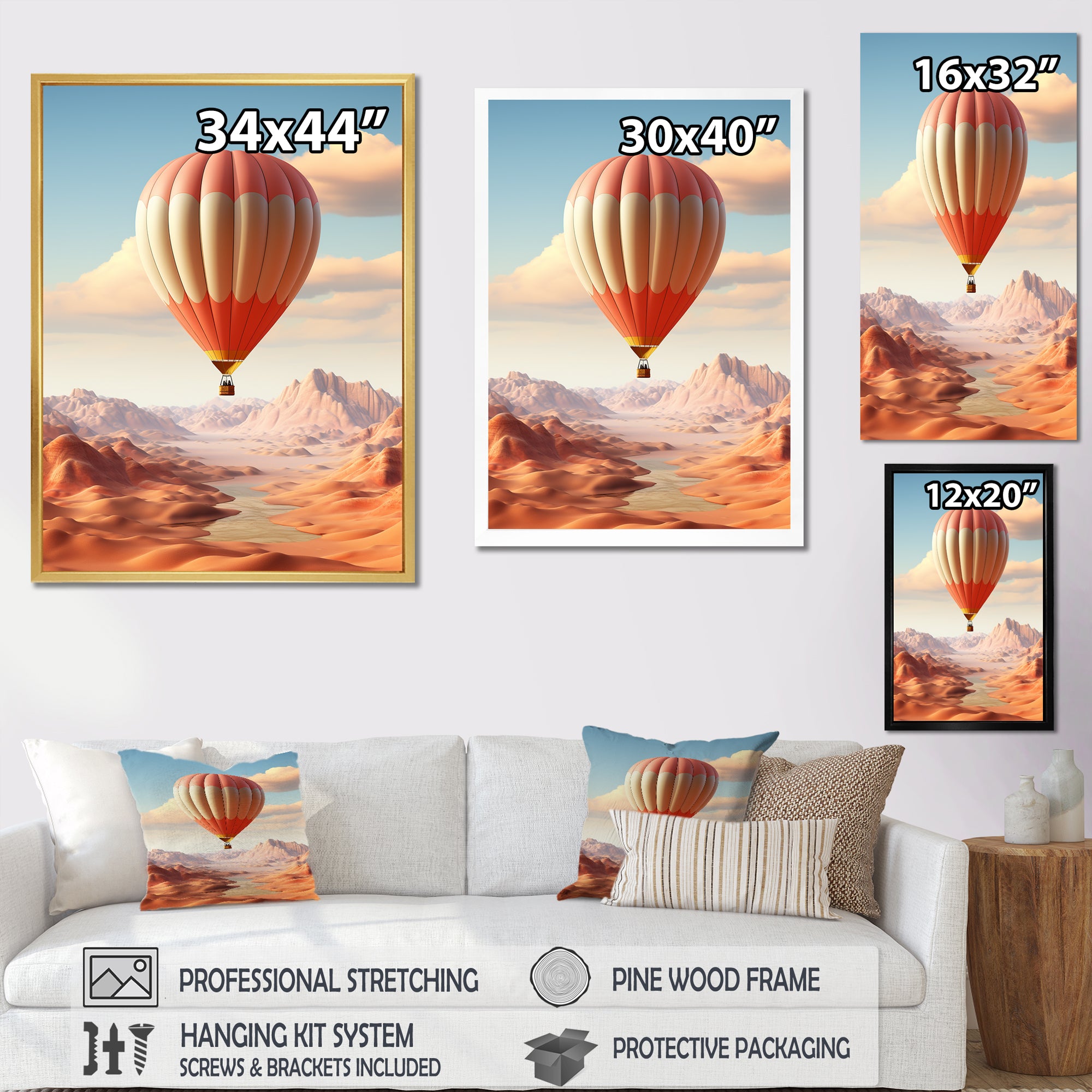 Hot Air Balloon Voyage In The Skies Harmony - Hot Air Balloon Canvas Wall Art