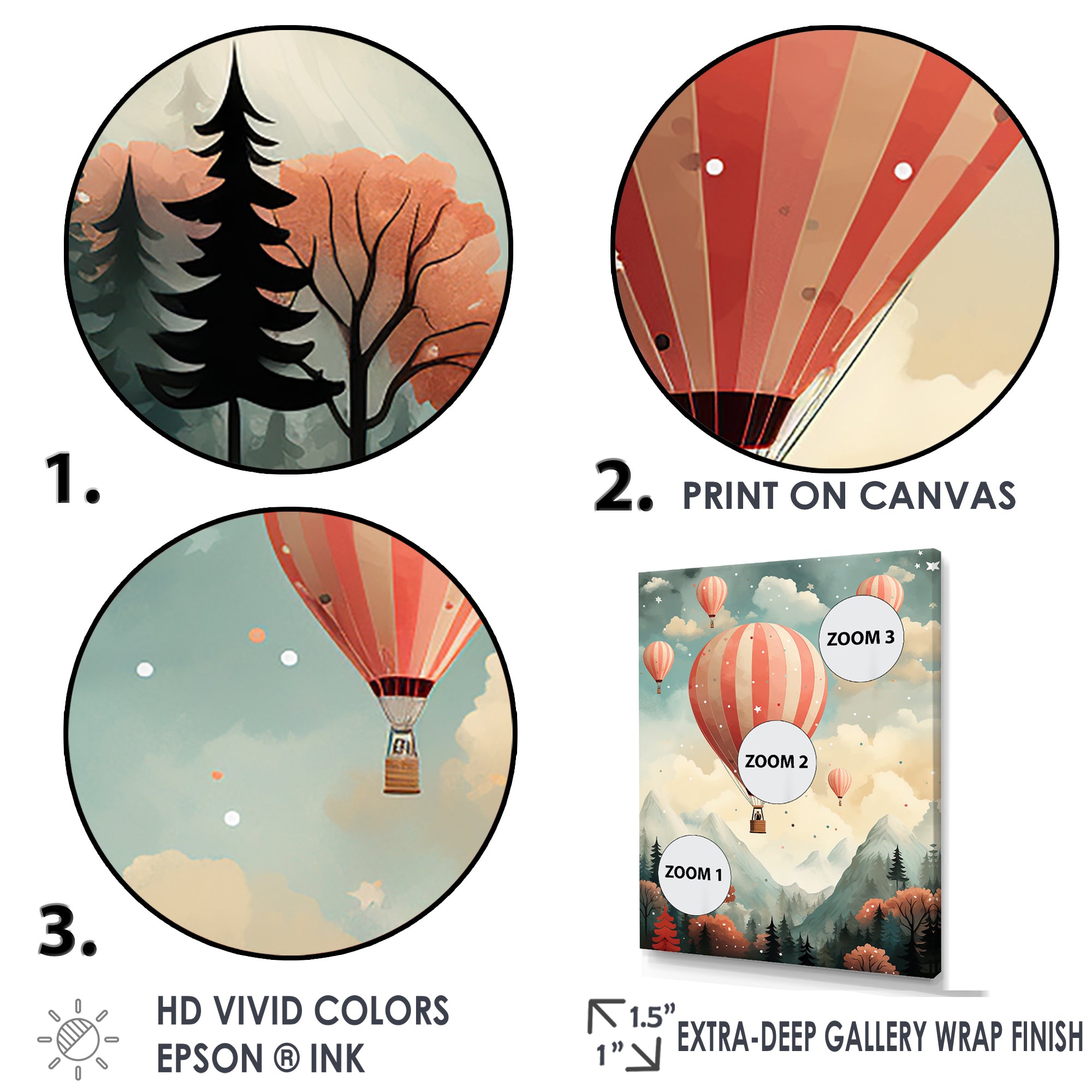 Classic Hot Air Balloon Charm - Hot Air Balloon Canvas Wall Art