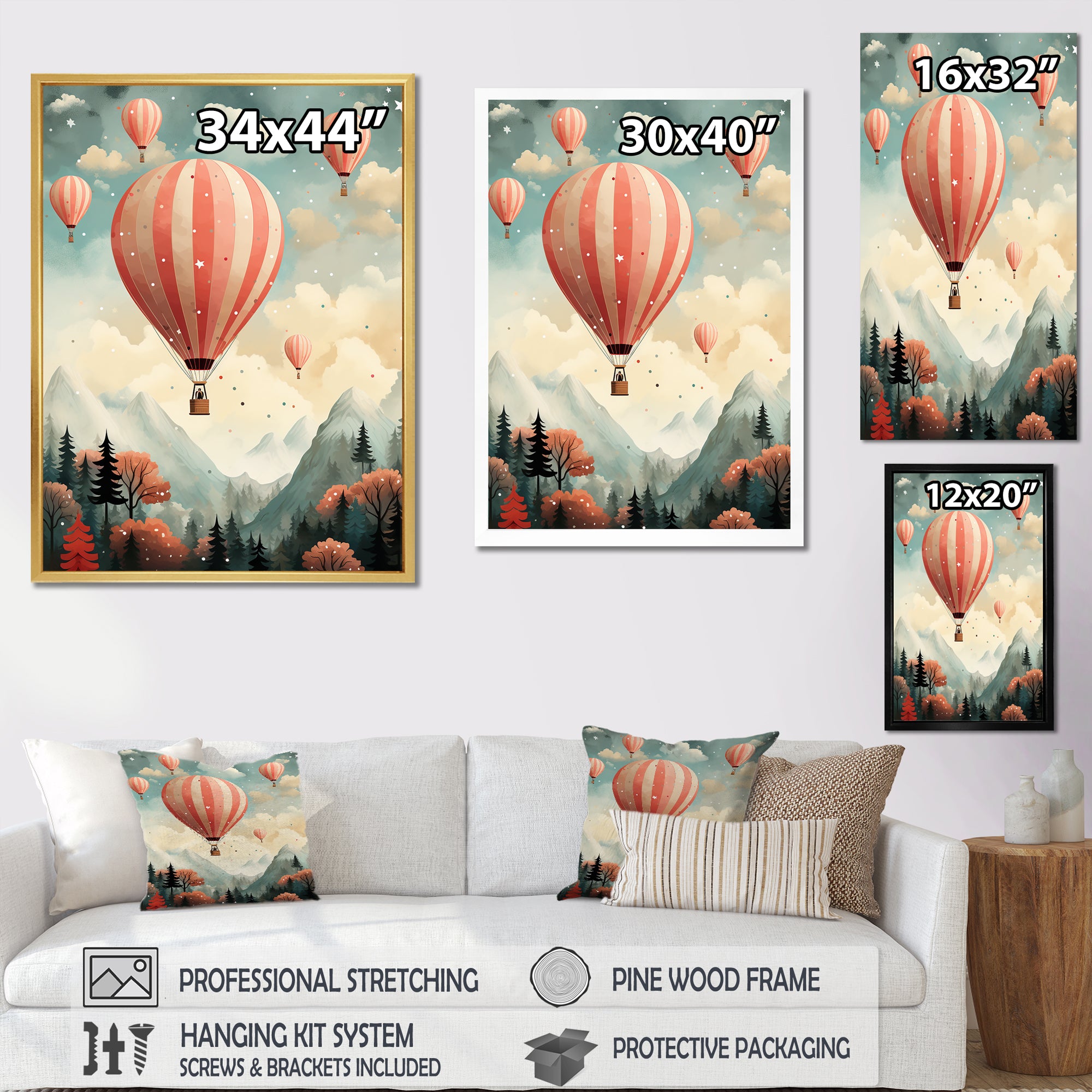 Classic Hot Air Balloon Charm - Hot Air Balloon Canvas Wall Art