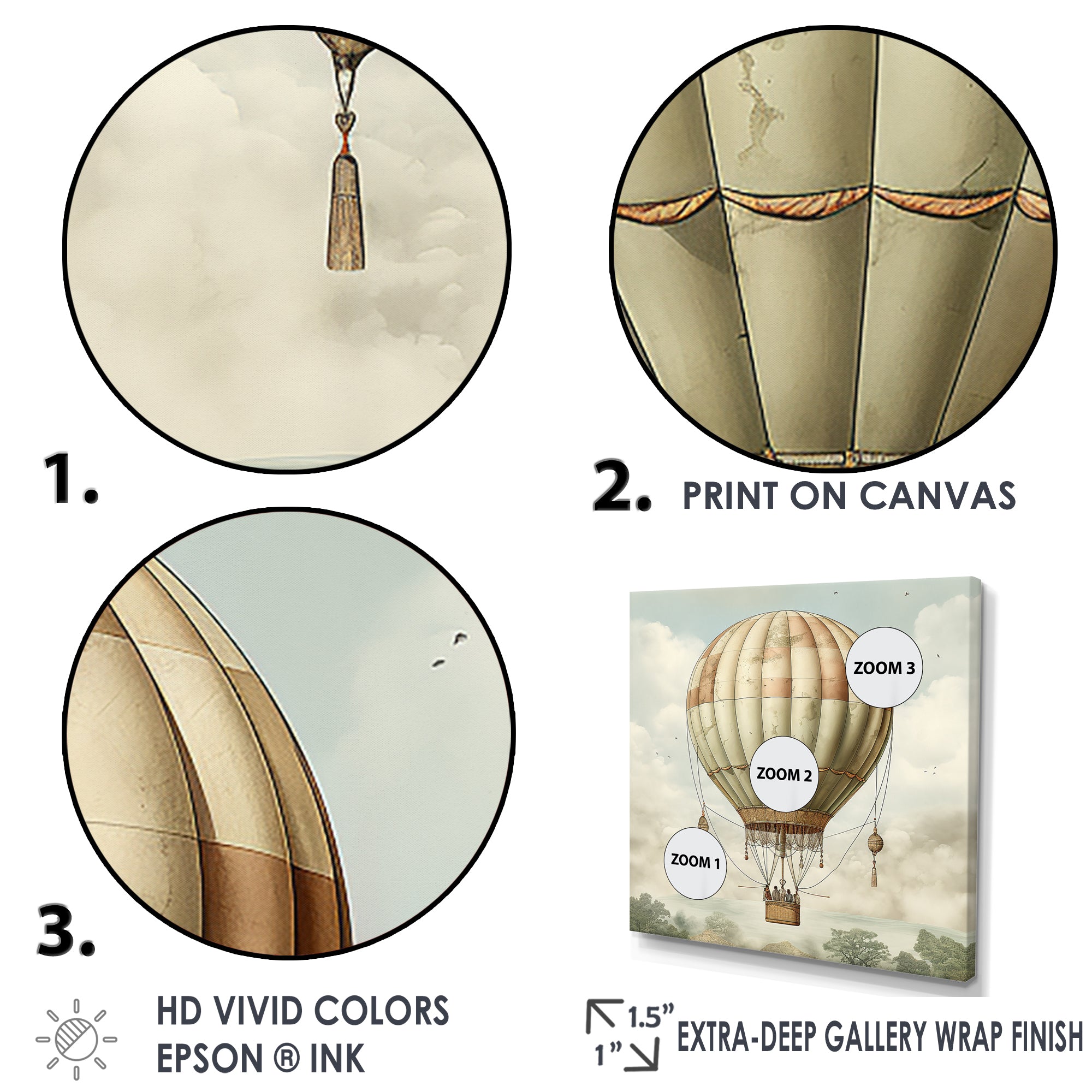 Contemporary Balloon Voyage I - Hot Air Balloon Canvas Wall Art