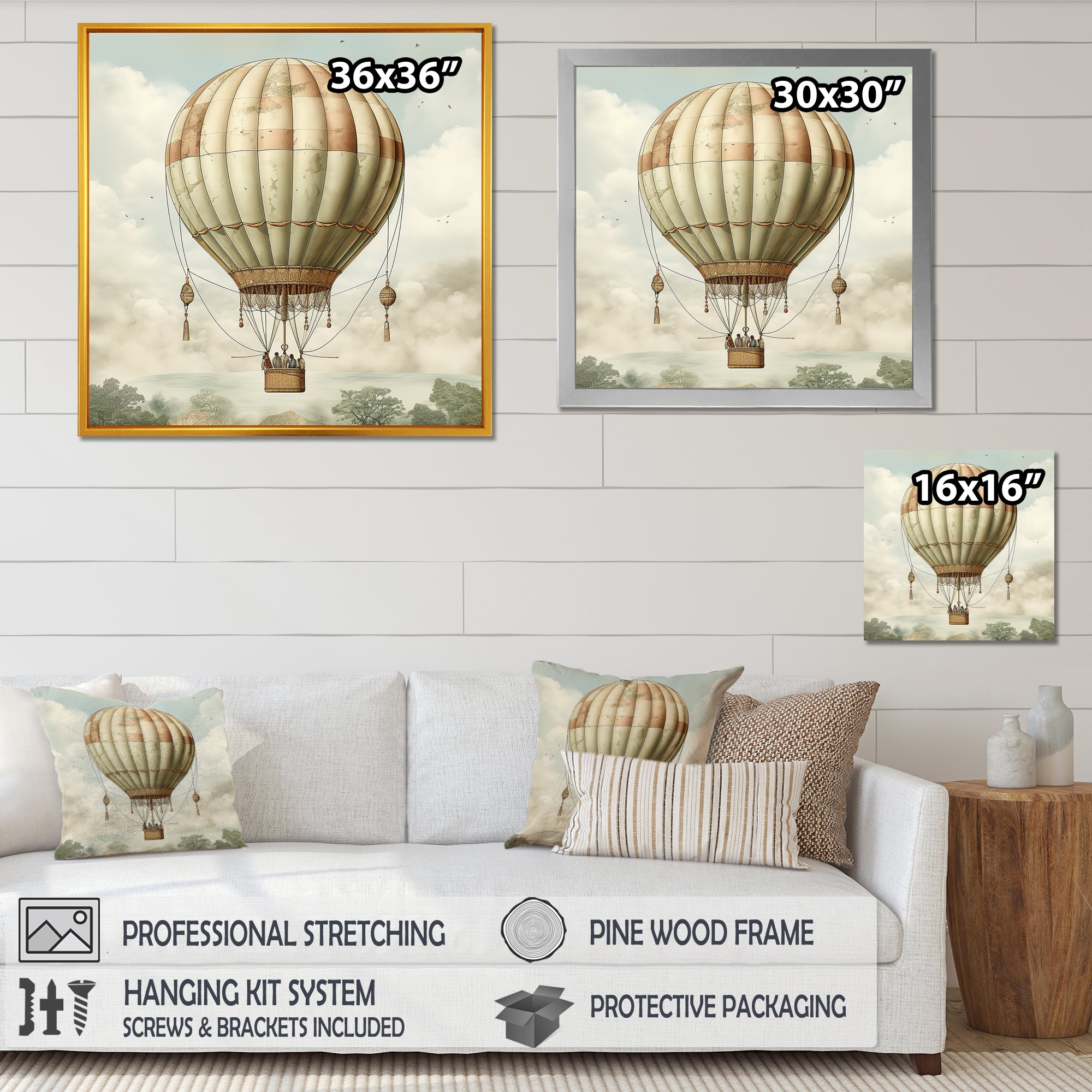 Contemporary Balloon Voyage I - Hot Air Balloon Canvas Wall Art