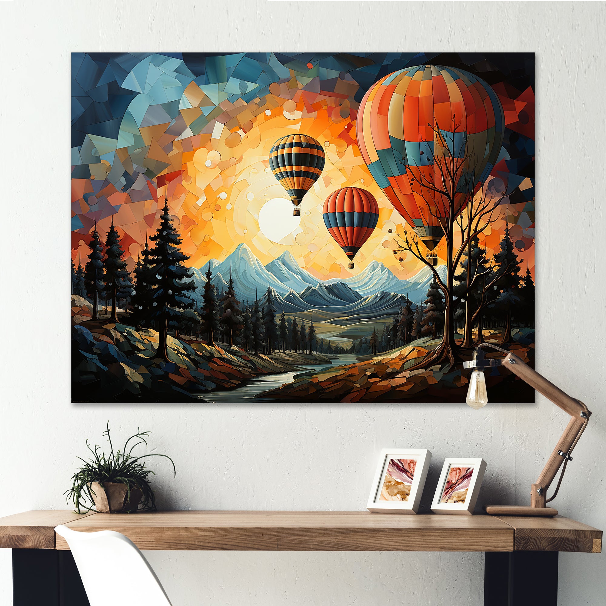 Cubist Balloon Expedition - Hot Air Balloon Canvas Wall Art