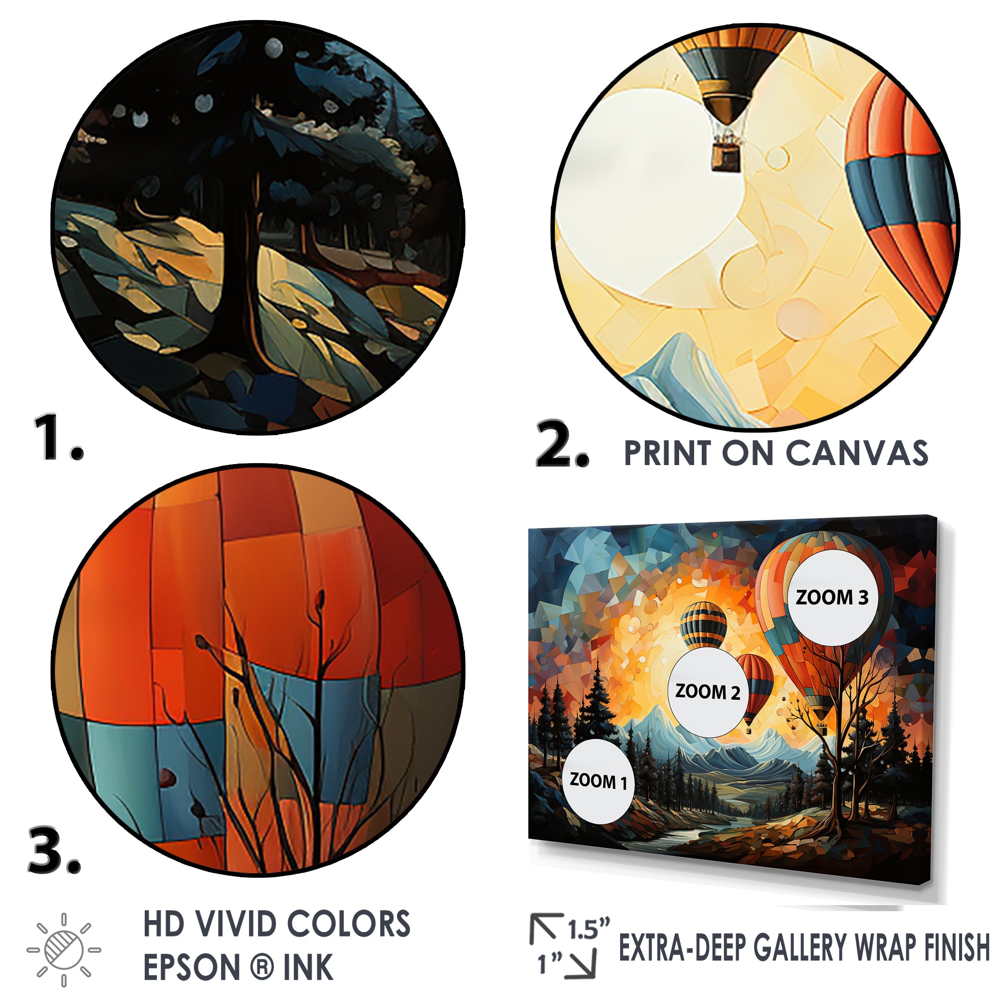 Cubist Balloon Expedition - Hot Air Balloon Canvas Wall Art