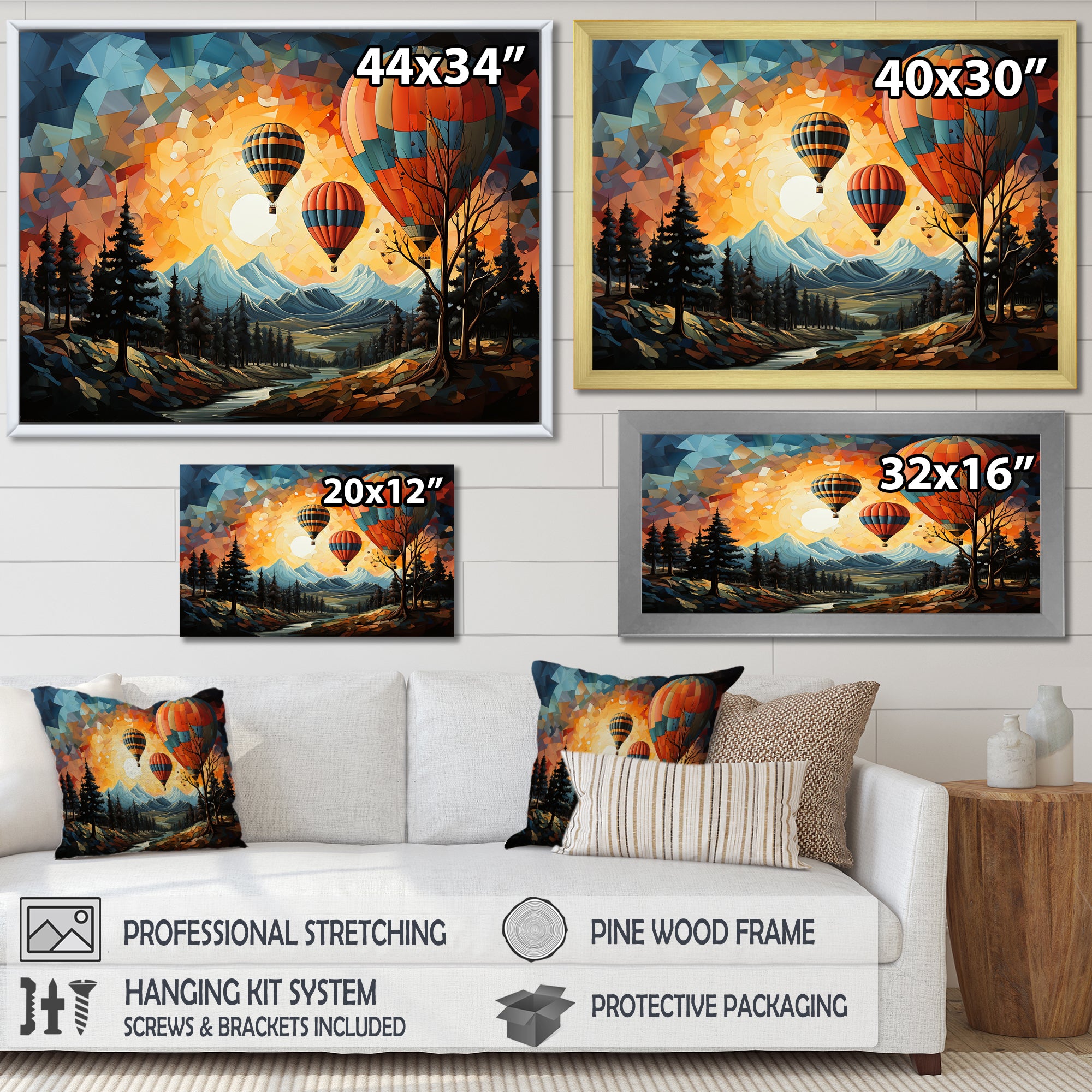 Cubist Balloon Expedition - Hot Air Balloon Canvas Wall Art
