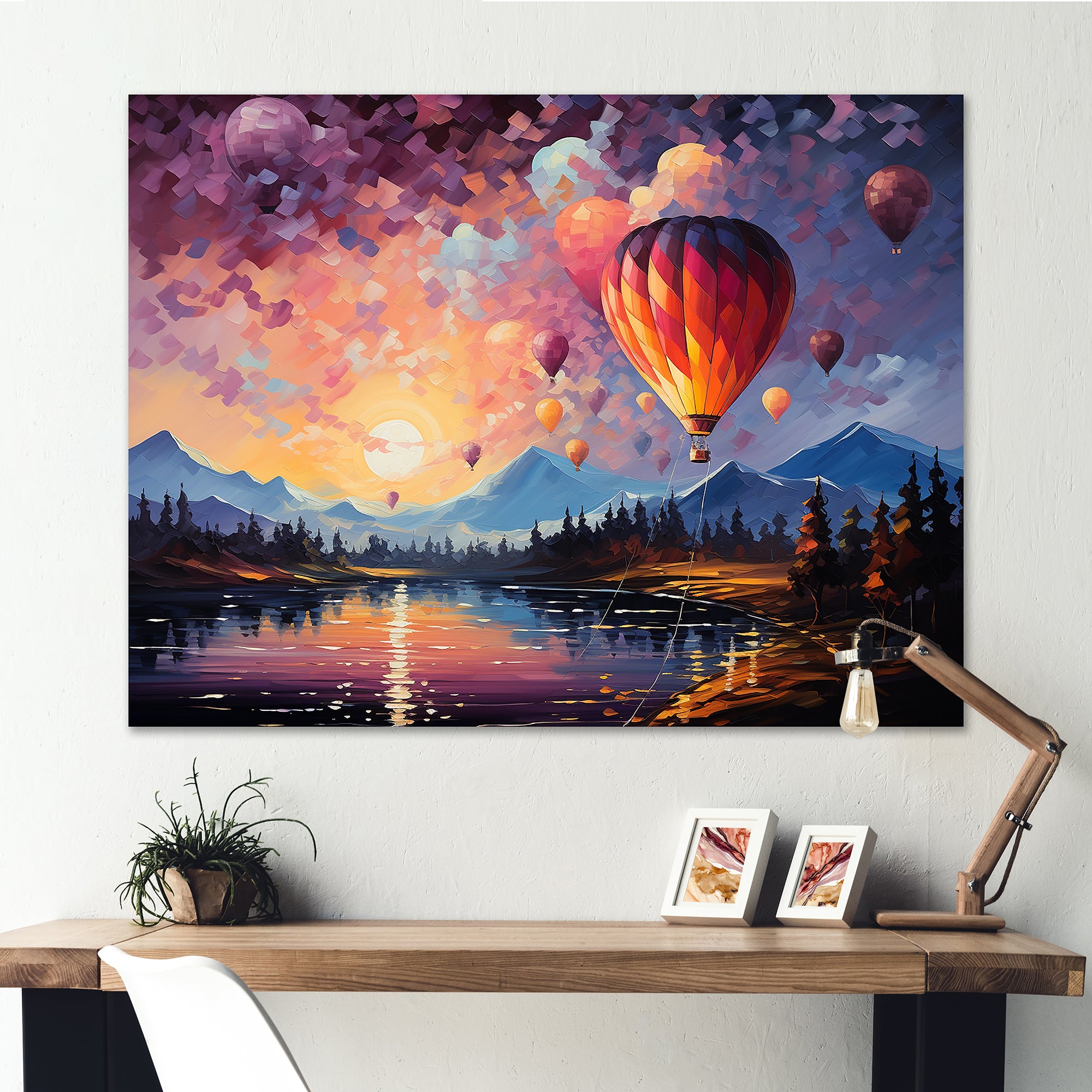 Expressionist Balloon Flight - Hot Air Balloon Canvas Wall Art