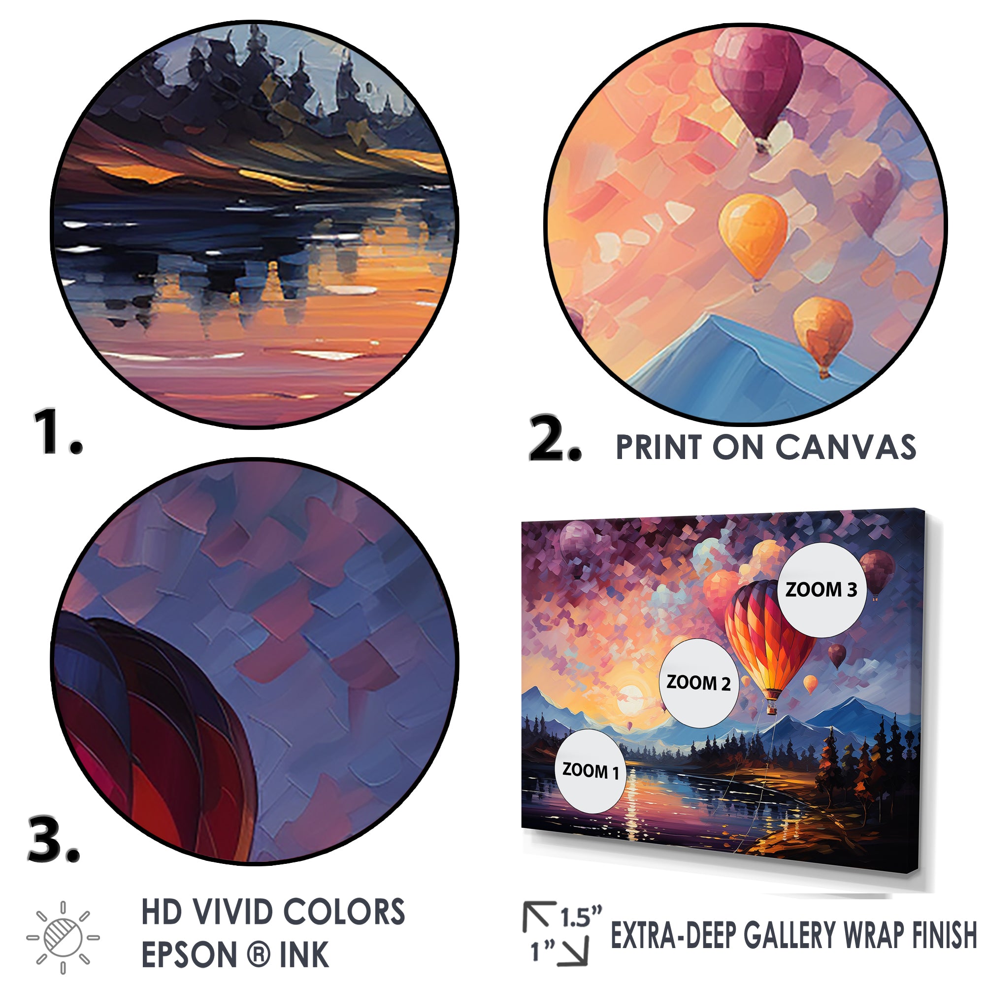 Expressionist Balloon Flight - Hot Air Balloon Canvas Wall Art