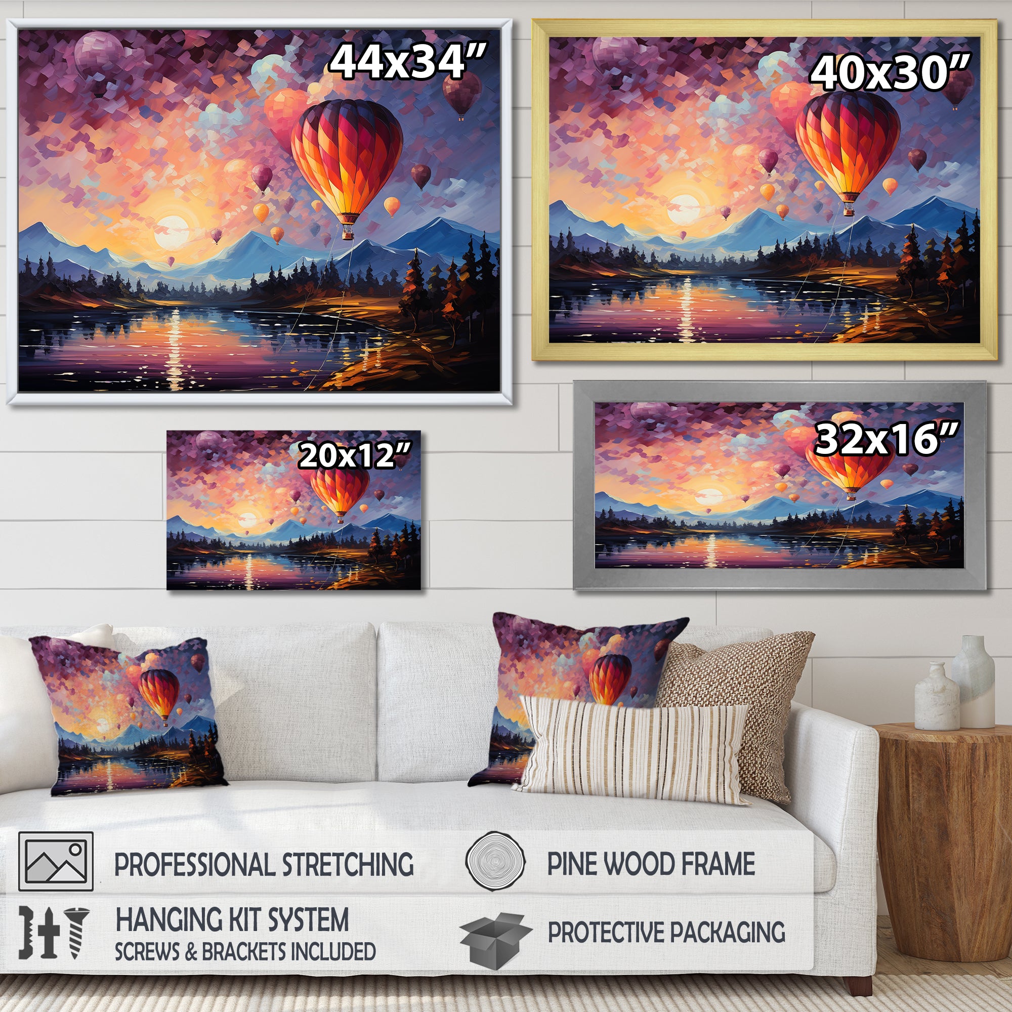 Expressionist Balloon Flight - Hot Air Balloon Canvas Wall Art