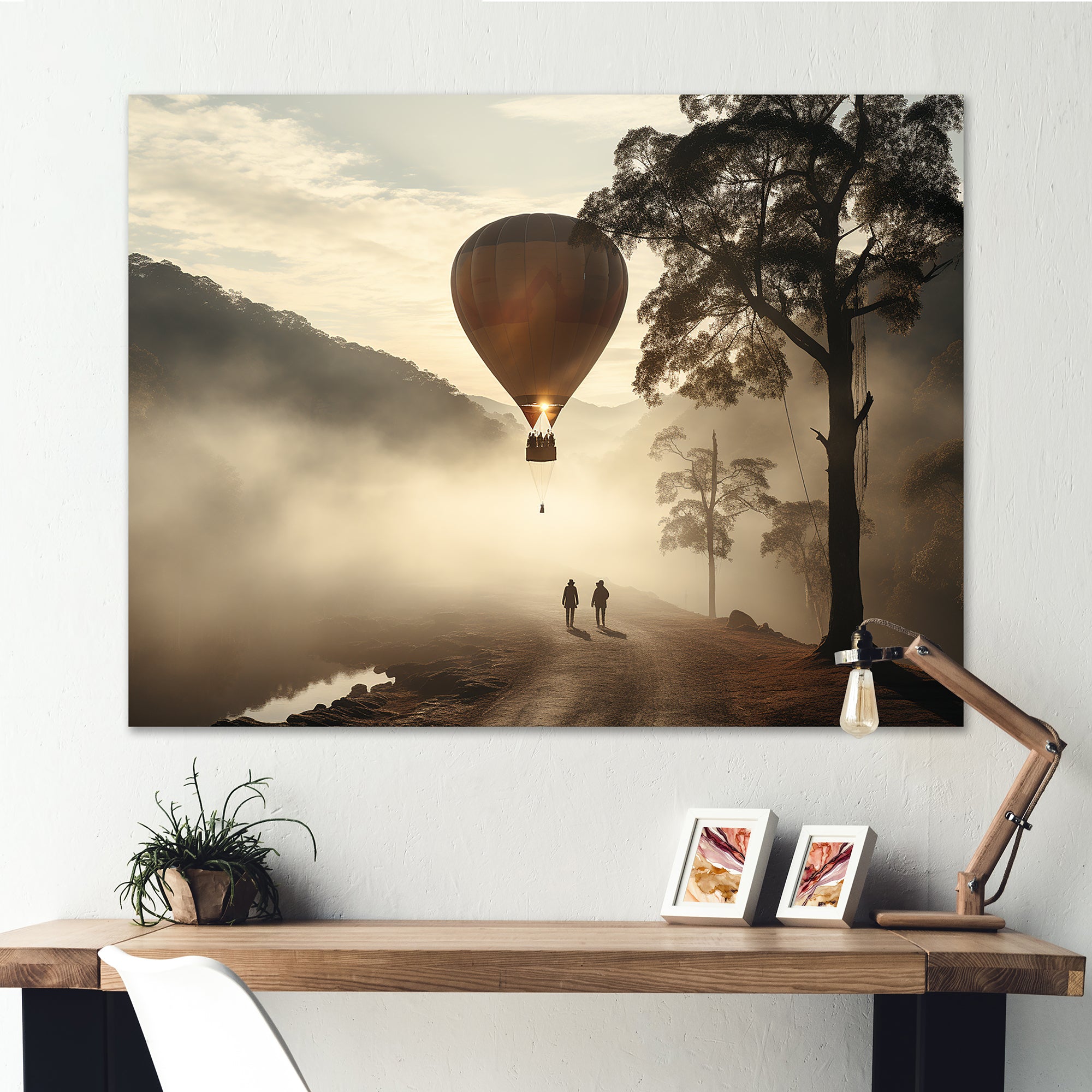 Fog Hot Air Balloon Charm - Hot Air Balloon Canvas Wall Art