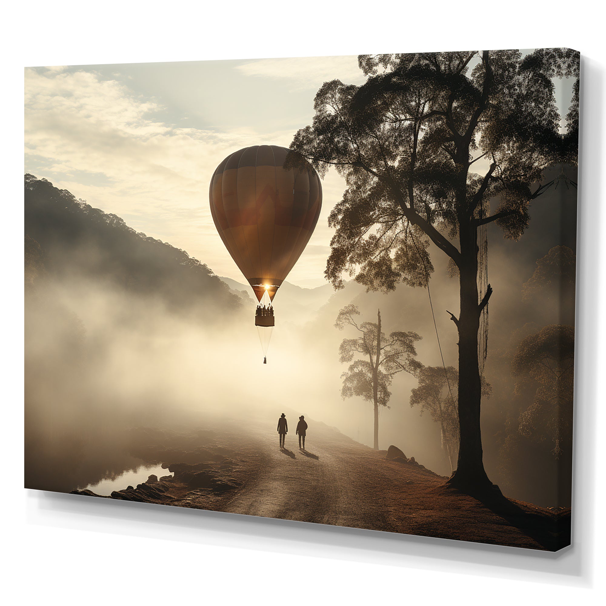 Fog Hot Air Balloon Charm - Hot Air Balloon Canvas Wall Art