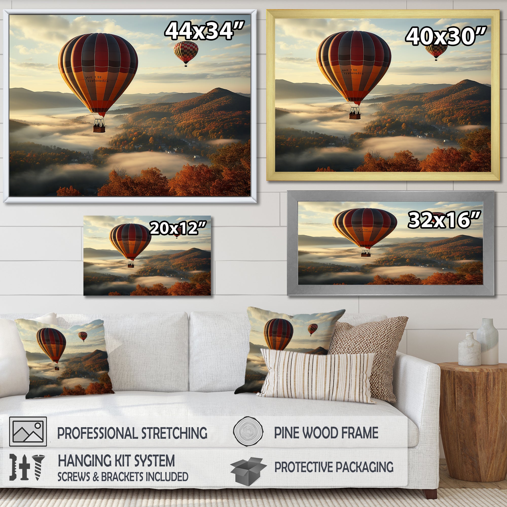 Autumn Hot Air Balloon Charm - Hot Air Balloon Canvas Wall Art