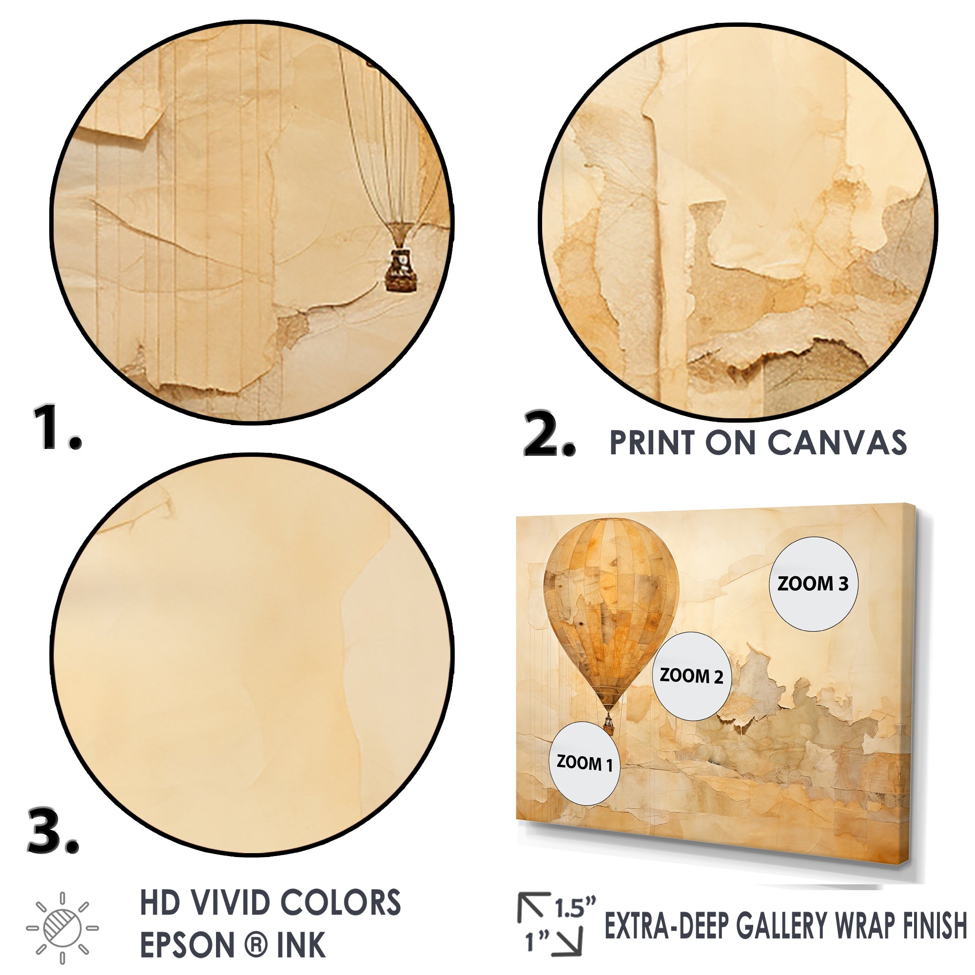 Minimalism Hot Air Balloon Journeys - Hot Air Balloon Canvas Wall Art