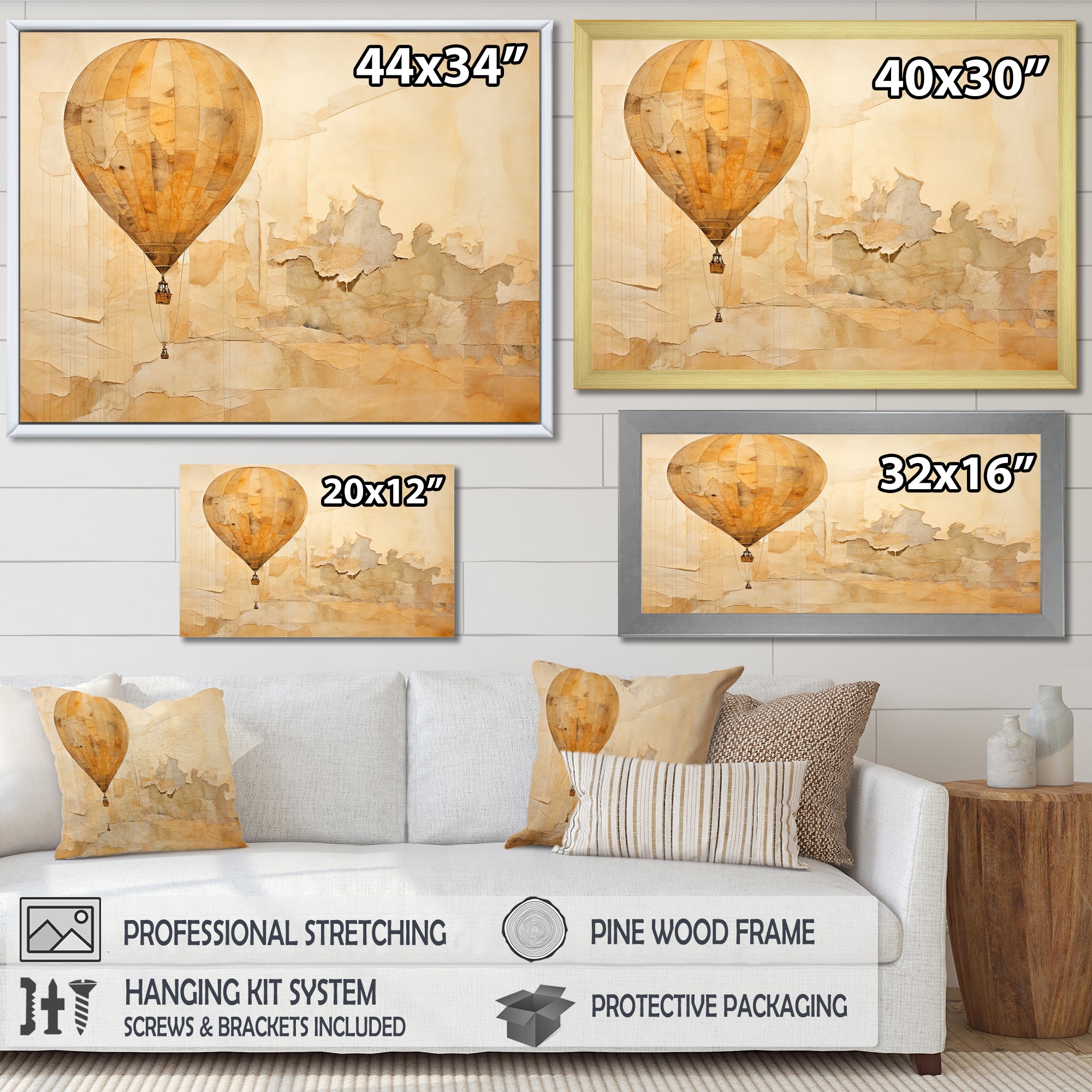 Minimalism Hot Air Balloon Journeys - Hot Air Balloon Canvas Wall Art