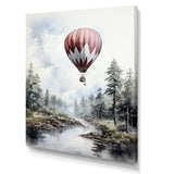 Monochrome Forest Balloon Flight - Hot Air Balloon Canvas Wall Art