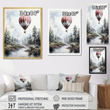 Monochrome Forest Balloon Flight - Hot Air Balloon Canvas Wall Art