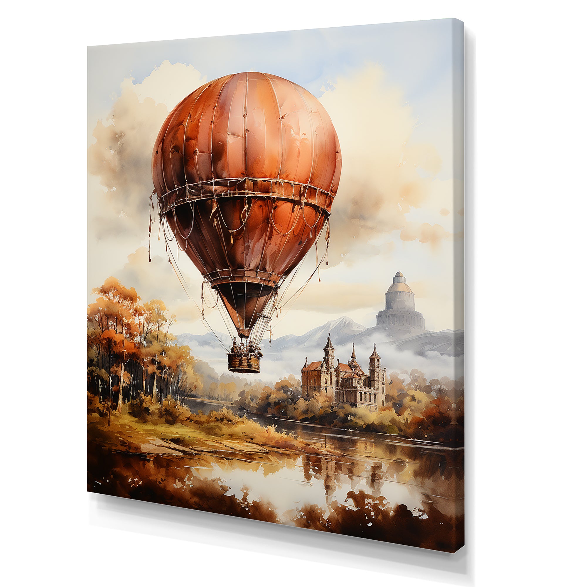 Castle Hot Air Balloon Flight - Hot Air Balloon Canvas Wall Art