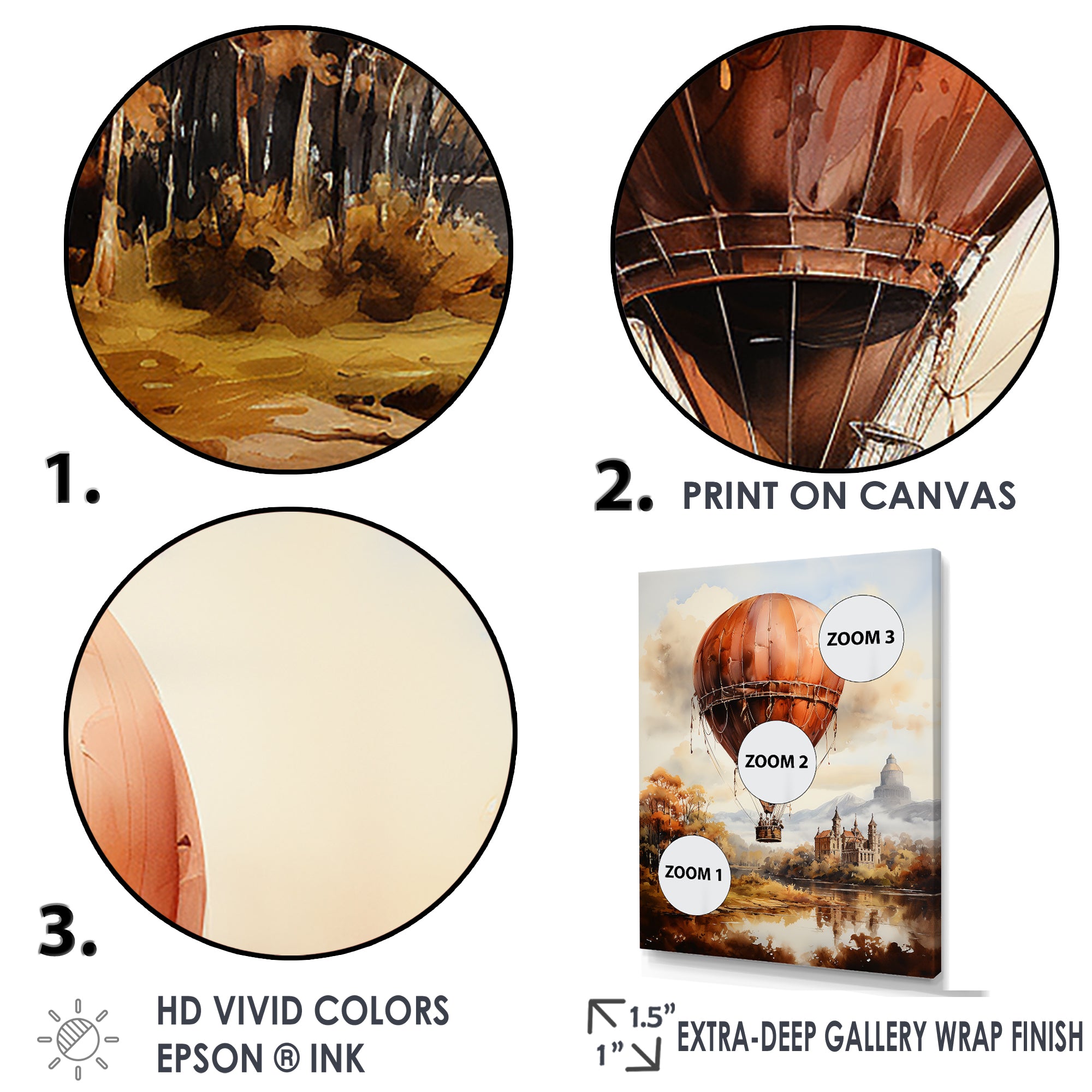 Castle Hot Air Balloon Flight - Hot Air Balloon Canvas Wall Art