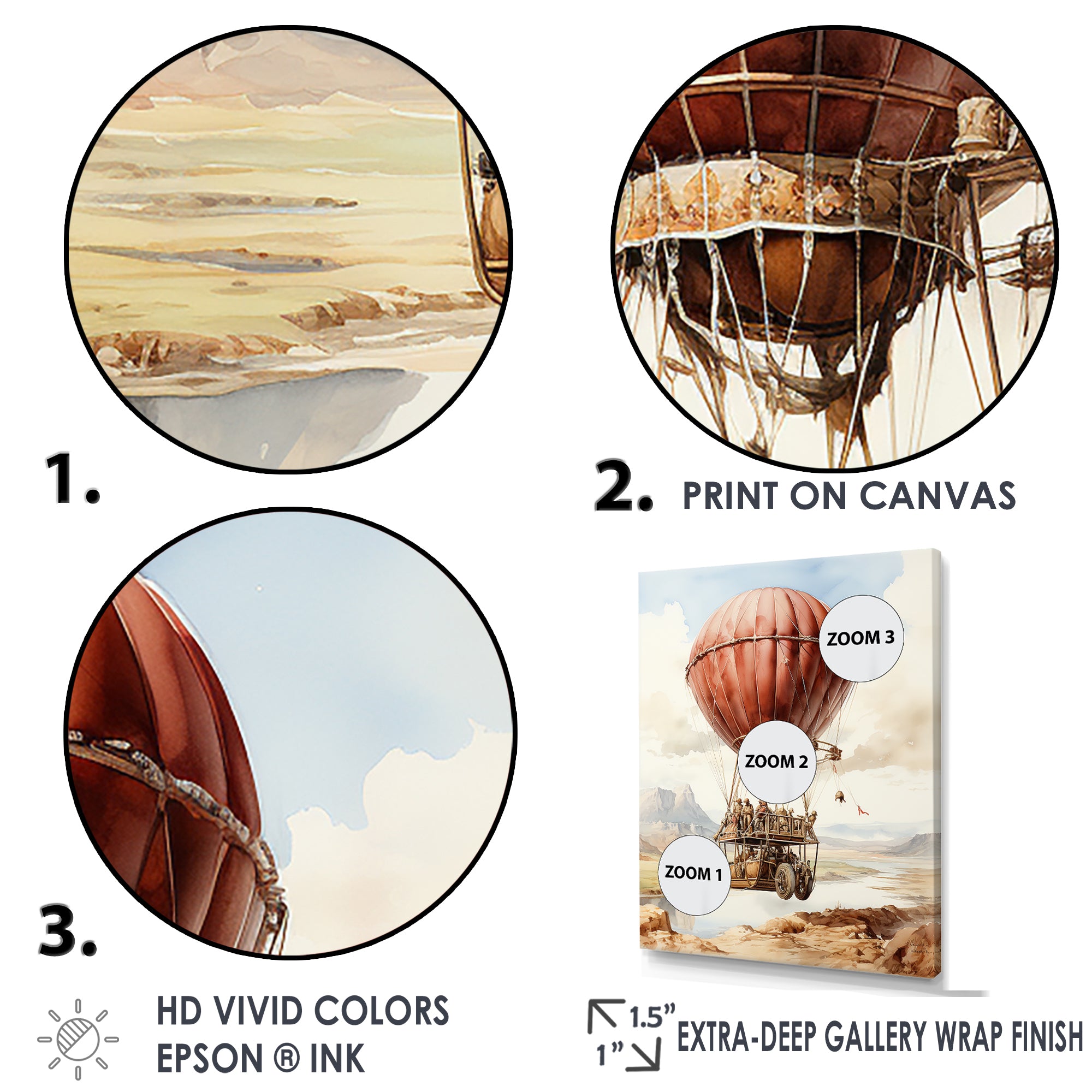 Dessert Journey Hot Air Balloon - Hot Air Balloon Canvas Wall Art