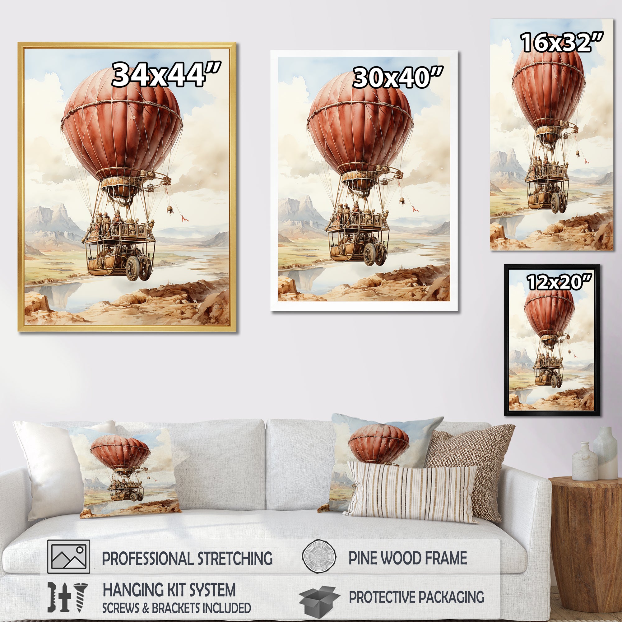 Dessert Journey Hot Air Balloon - Hot Air Balloon Canvas Wall Art