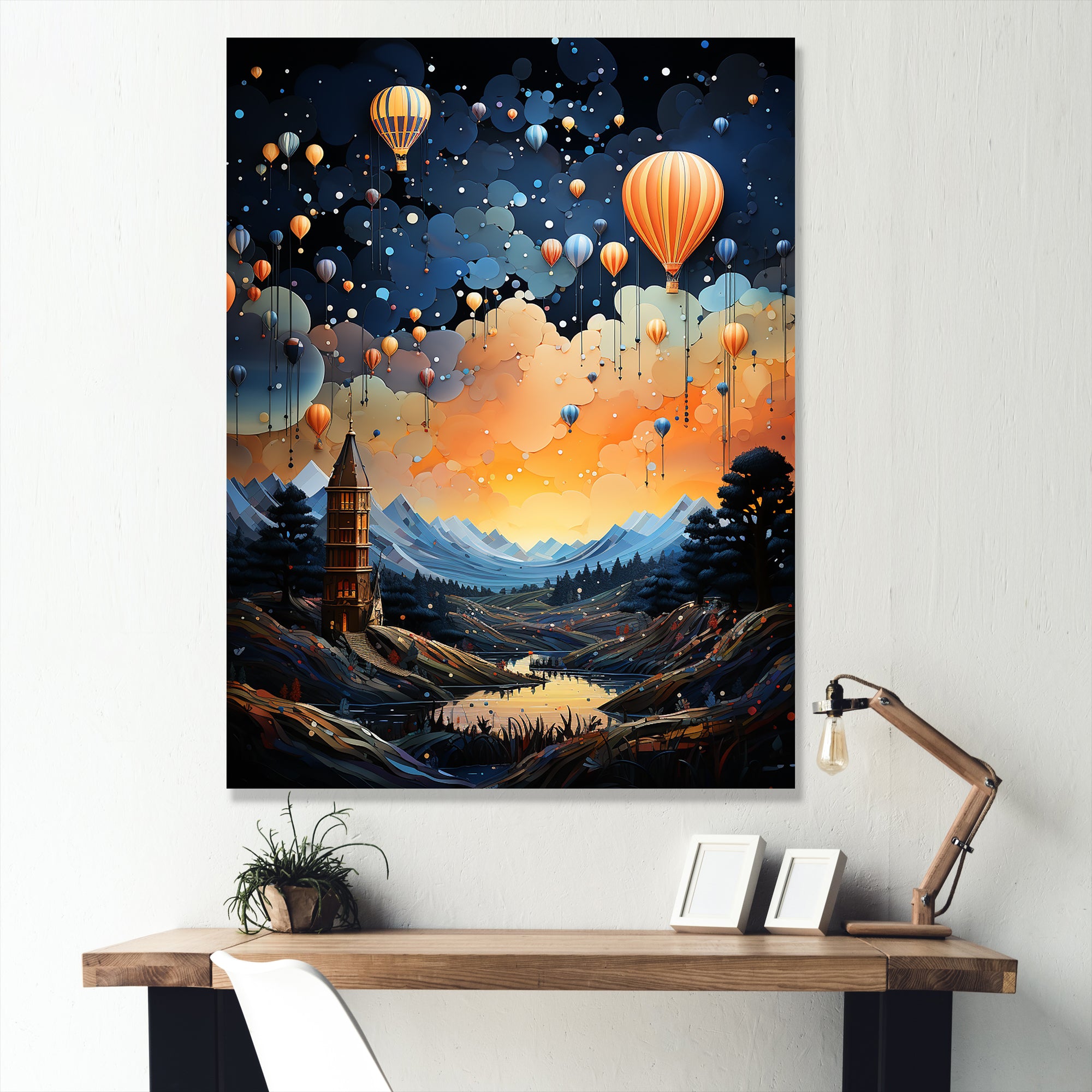 High Flying Fantasy Hot Air Balloon Adventure - Hot Air Balloon Canvas Wall Art
