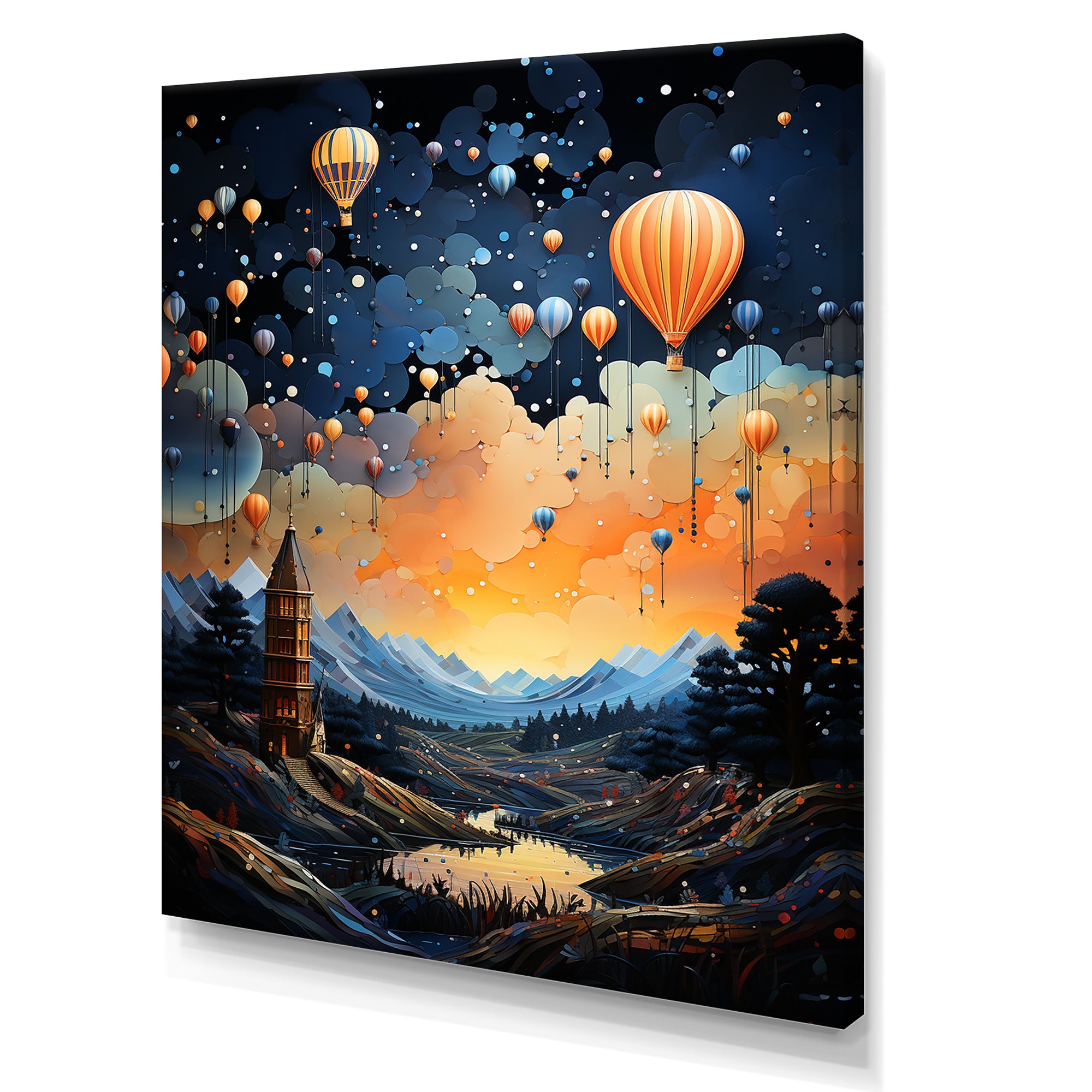 High Flying Fantasy Hot Air Balloon Adventure - Hot Air Balloon Canvas Wall Art