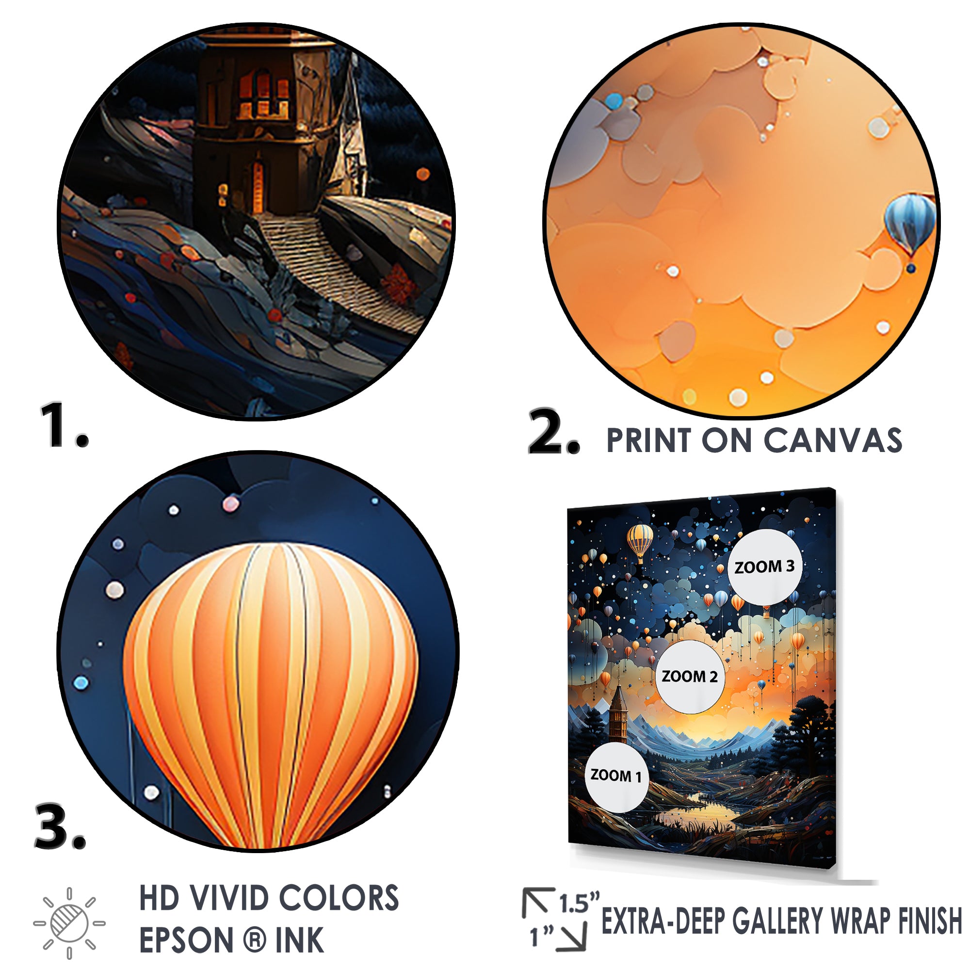 High Flying Fantasy Hot Air Balloon Adventure - Hot Air Balloon Canvas Wall Art
