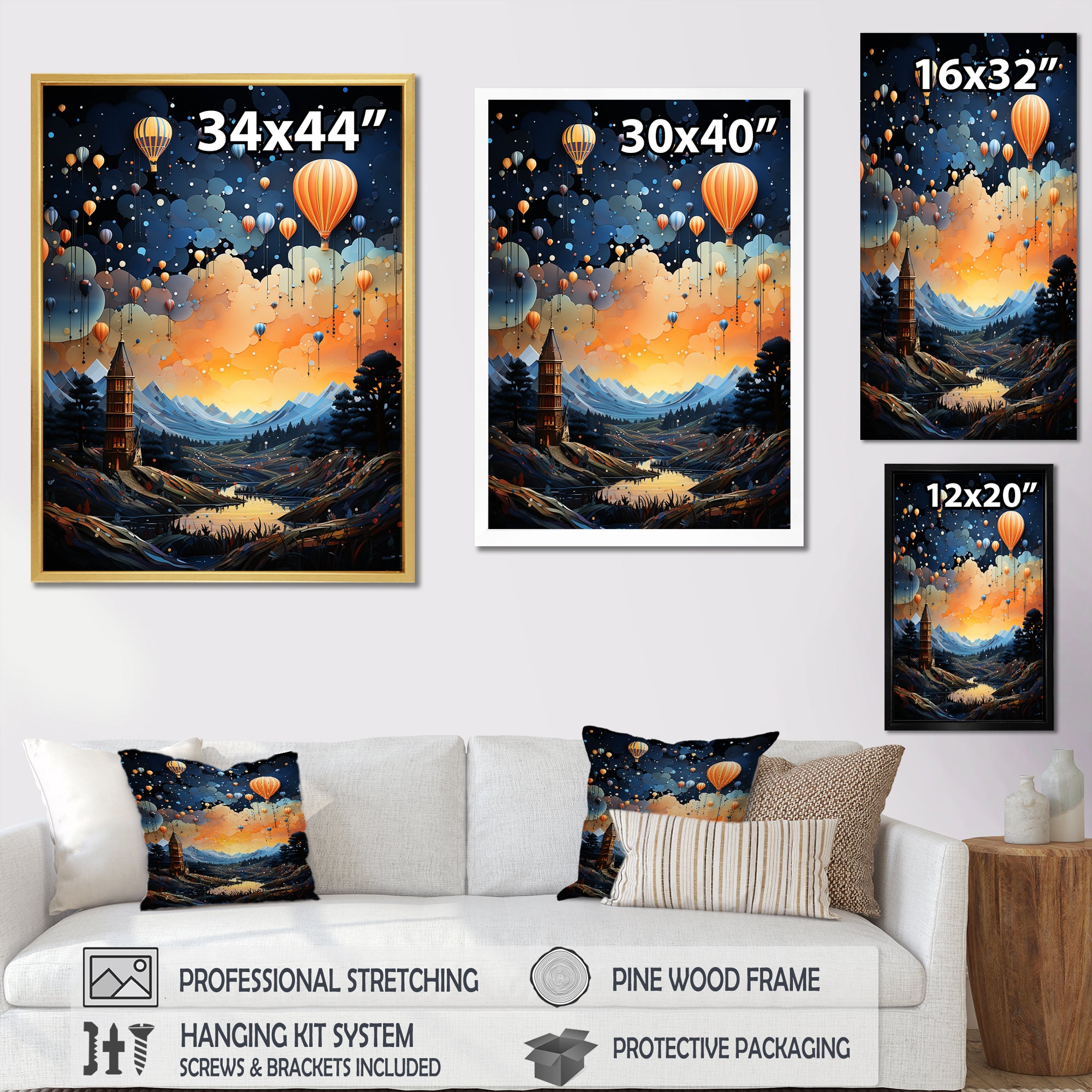 High Flying Fantasy Hot Air Balloon Adventure - Hot Air Balloon Canvas Wall Art