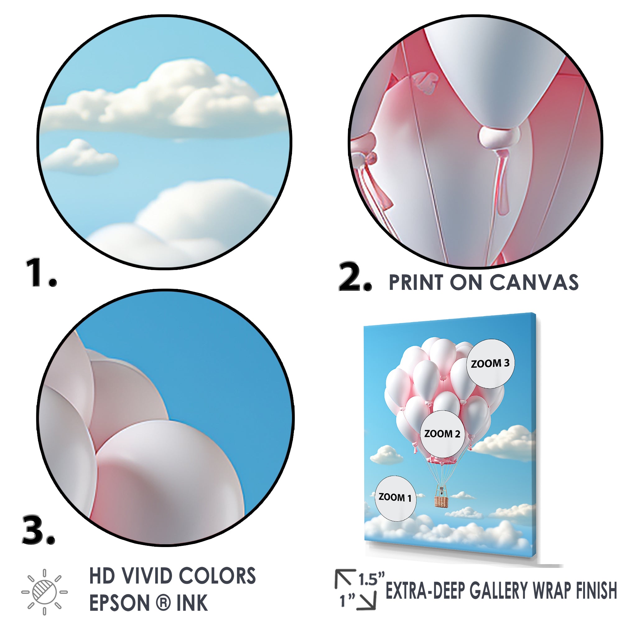 Sky high Balloon Whimsy - Hot Air Balloon Canvas Wall Art