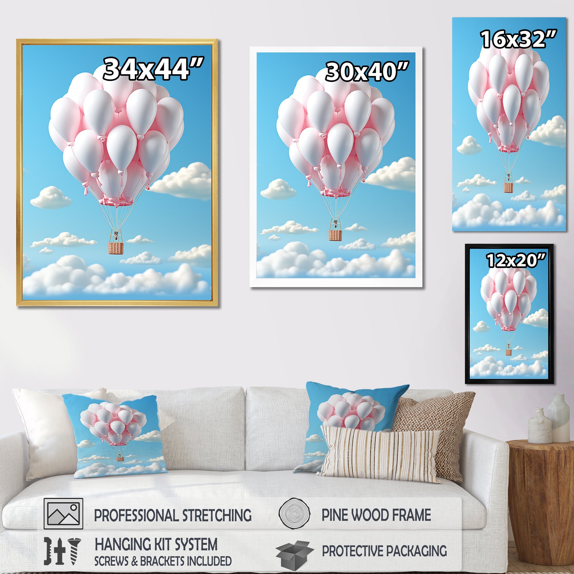 Sky high Balloon Whimsy - Hot Air Balloon Canvas Wall Art