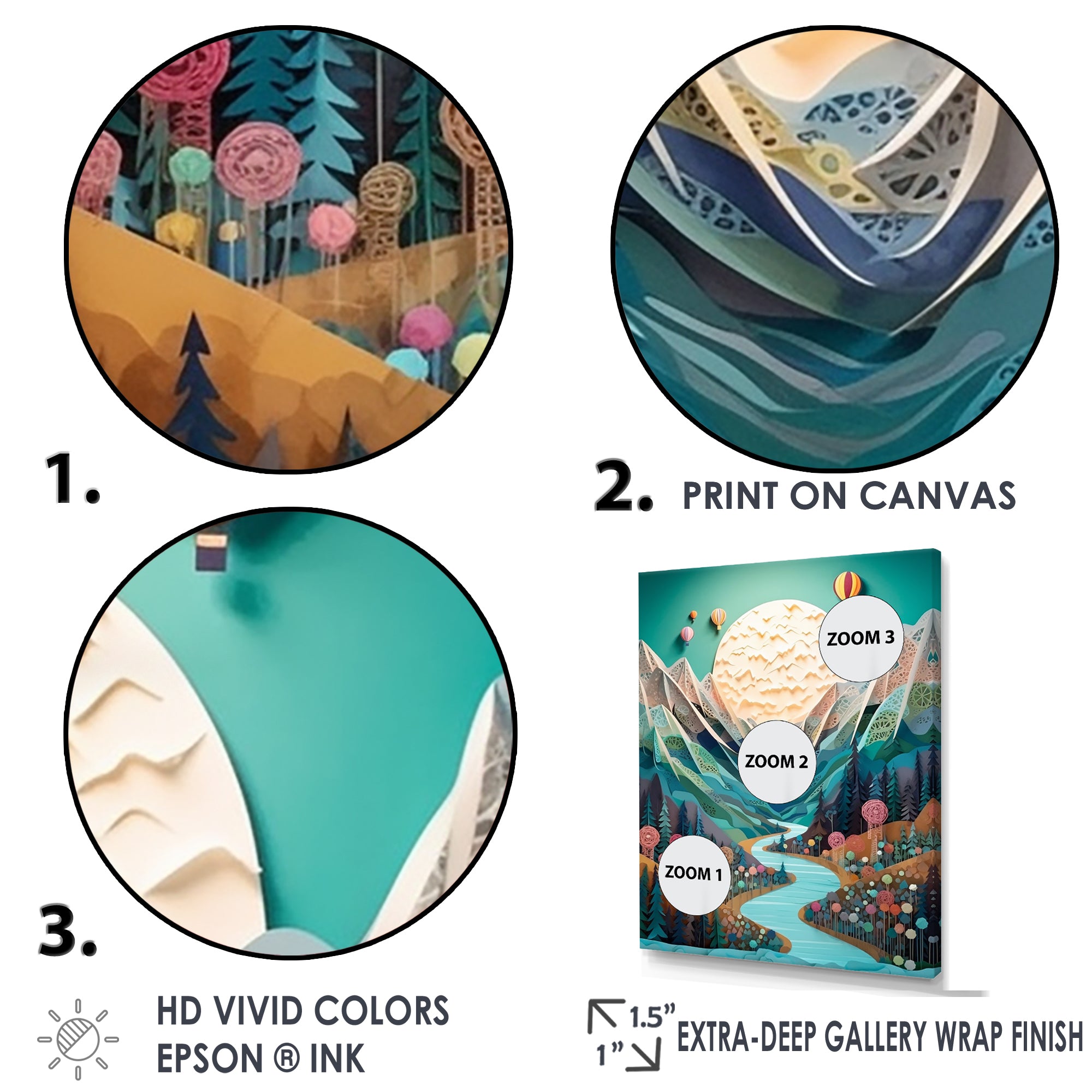 Hot Air Balloon Mountain Journey - Hot Air Balloon Canvas Wall Art