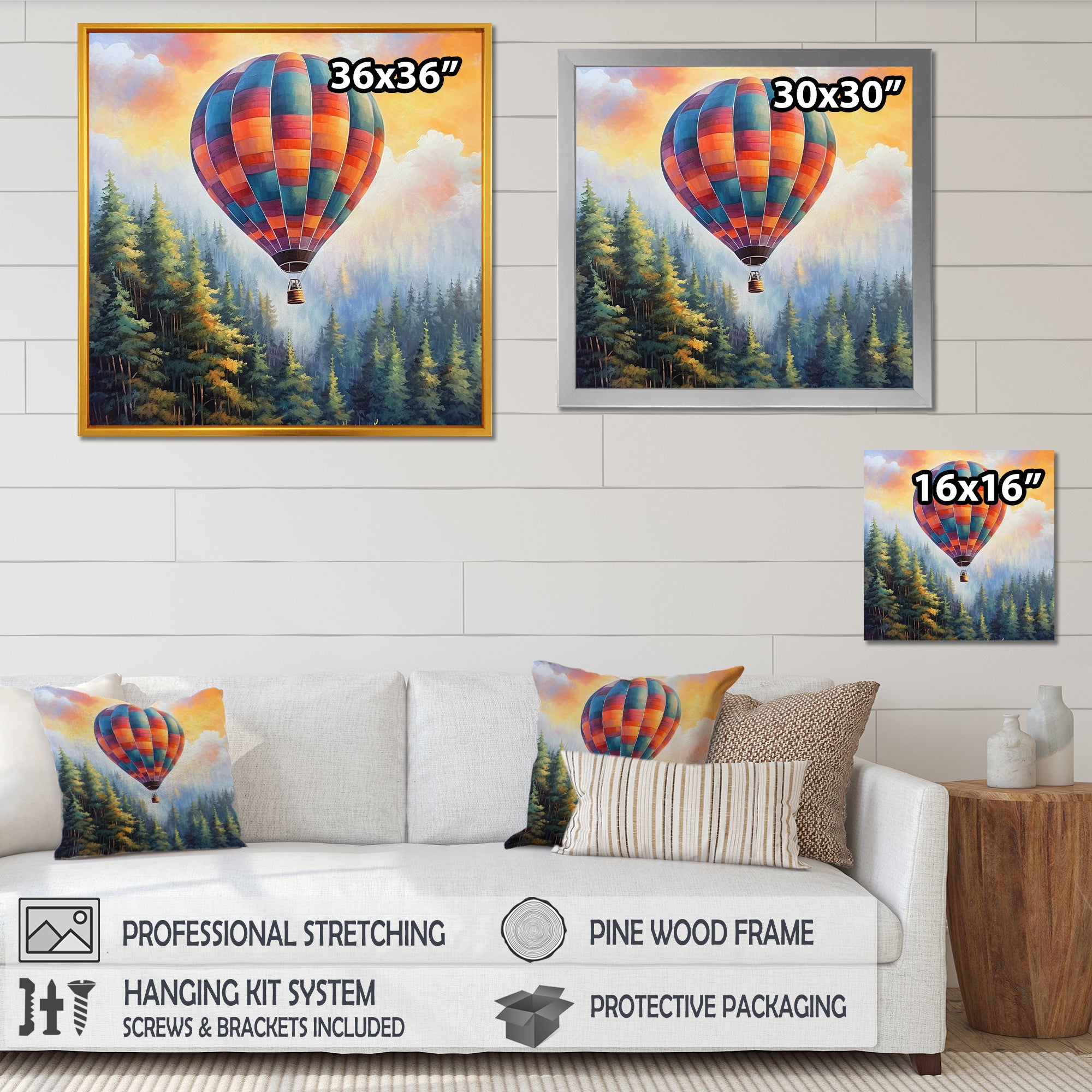 Forest View Hot Air Balloon Adventure - Hot Air Balloon Canvas Wall Art