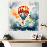 Hot Air Ballon Colorful Ascent - Hot Air Balloon Canvas Wall Art