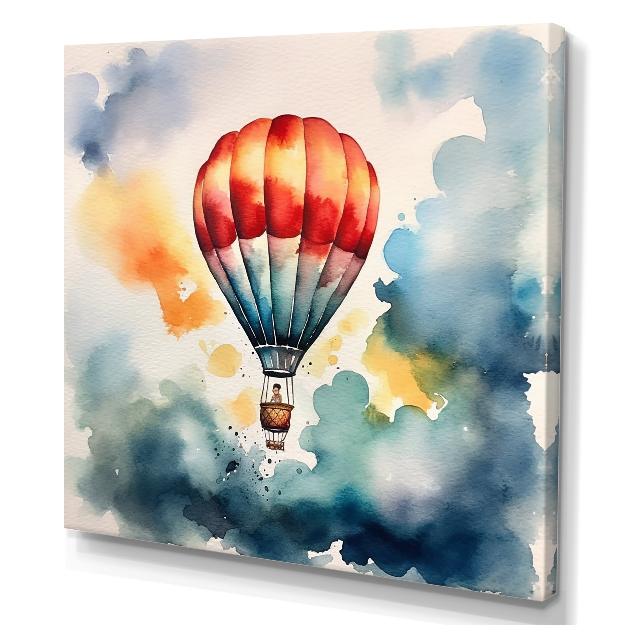 Hot Air Ballon Colorful Ascent - Hot Air Balloon Canvas Wall Art