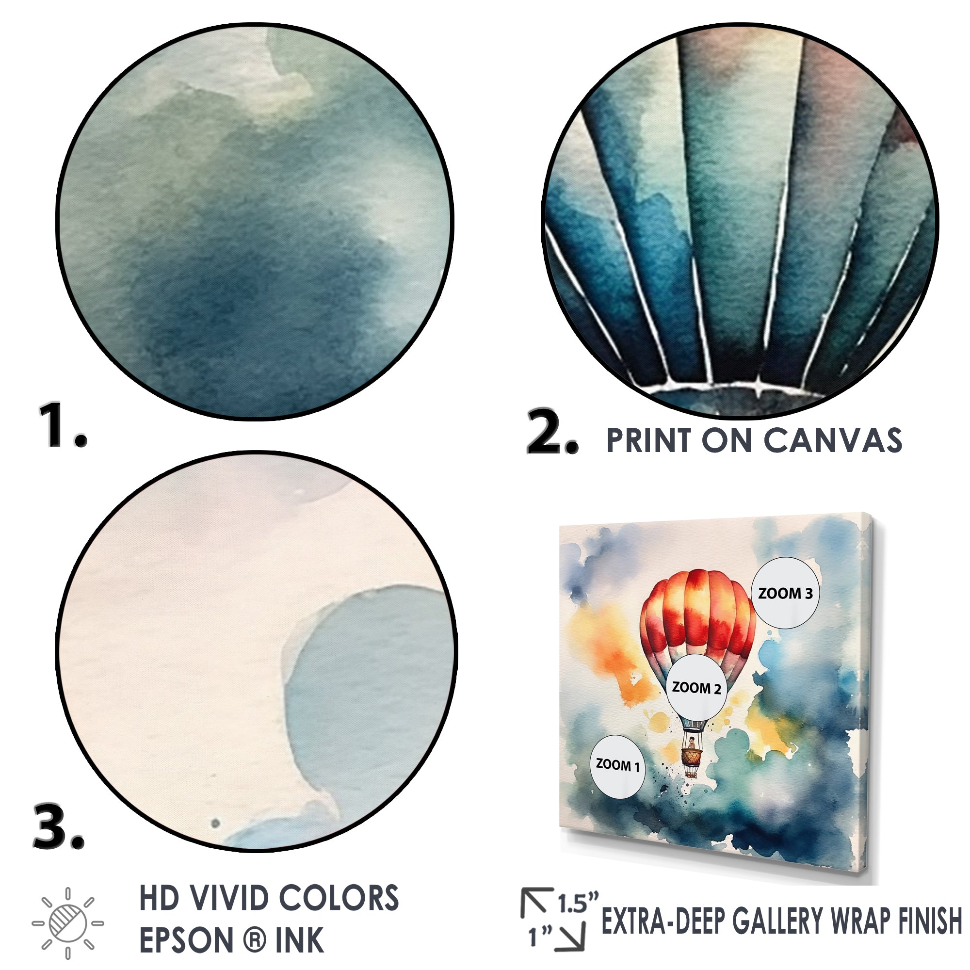 Hot Air Ballon Colorful Ascent - Hot Air Balloon Canvas Wall Art