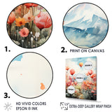 Floral Fields Hot Air Ballon Colorful Ascent - Hot Air Balloon Canvas Wall Art