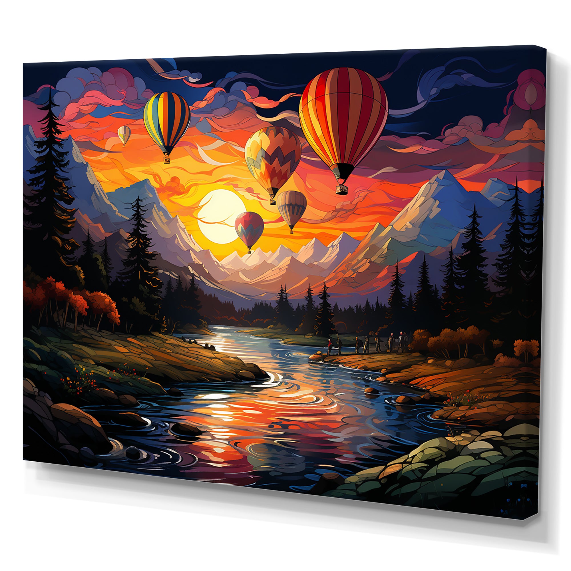 Colorful Sunset Horizon I - Hot Air Balloon Canvas Wall Art