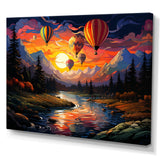 Colorful Sunset Horizon I - Hot Air Balloon Canvas Wall Art