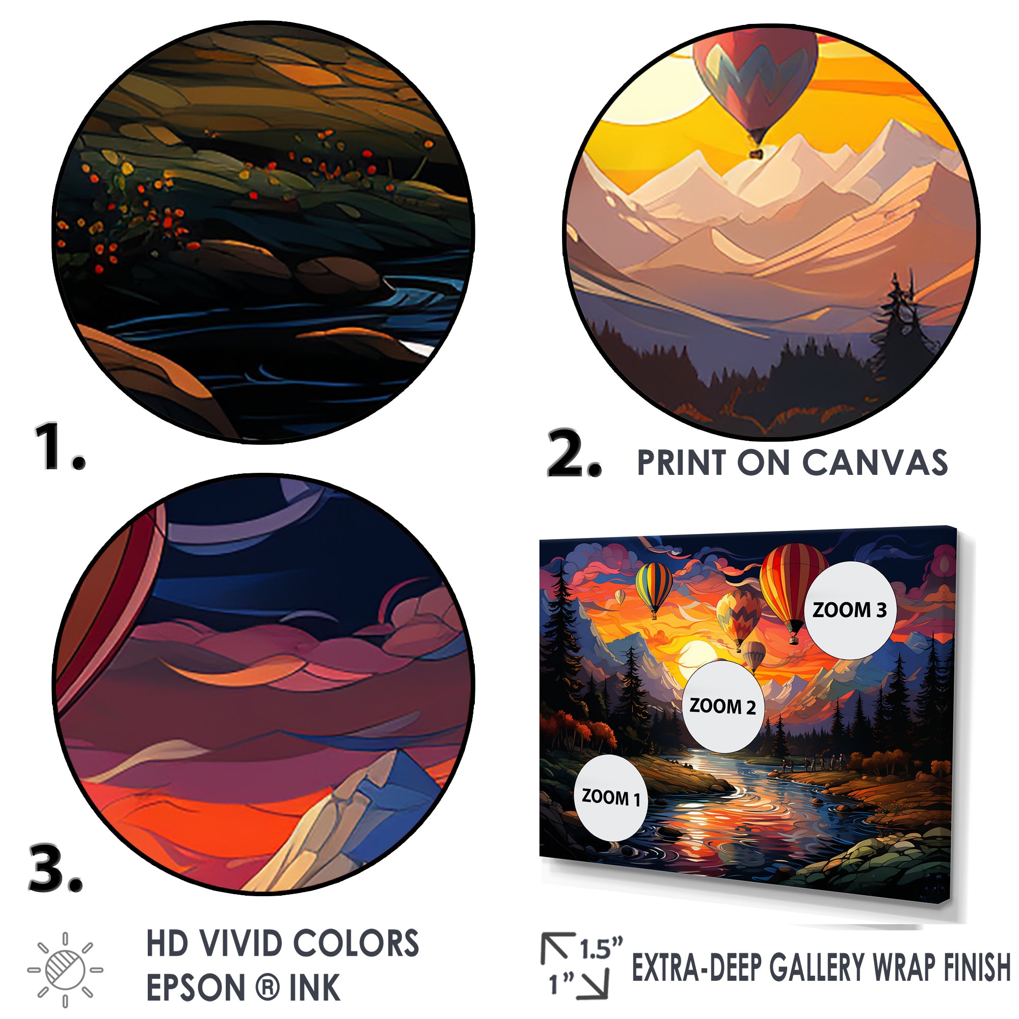 Colorful Sunset Horizon I - Hot Air Balloon Canvas Wall Art