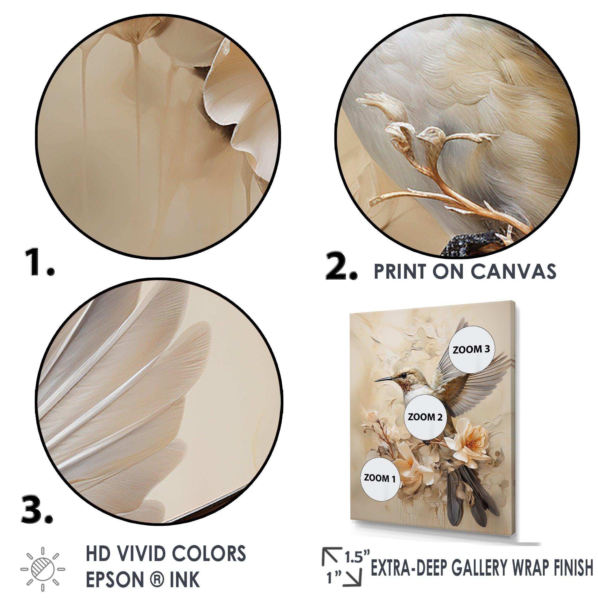 Fluttering Floral Hummingbird I - Animals Canvas Wall Art