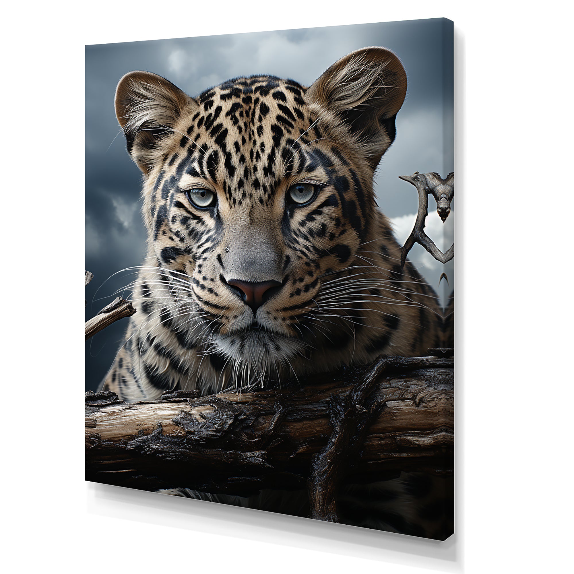 Monochrome Majesty Leopard In The Wild - Beige Leopard Wall Art