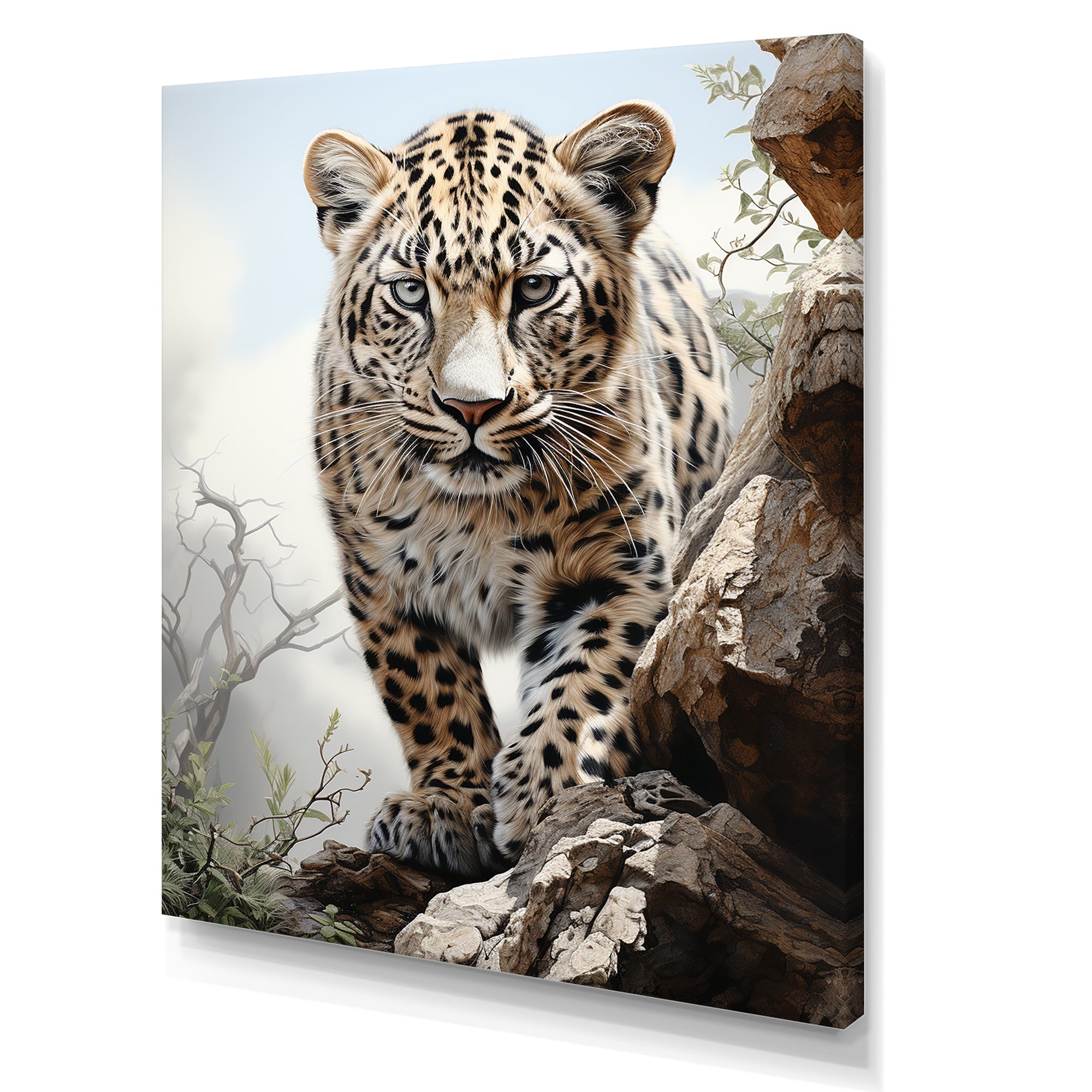 Majesty Leopard Gaze Of The Wild - Beige Leopard Wall Art